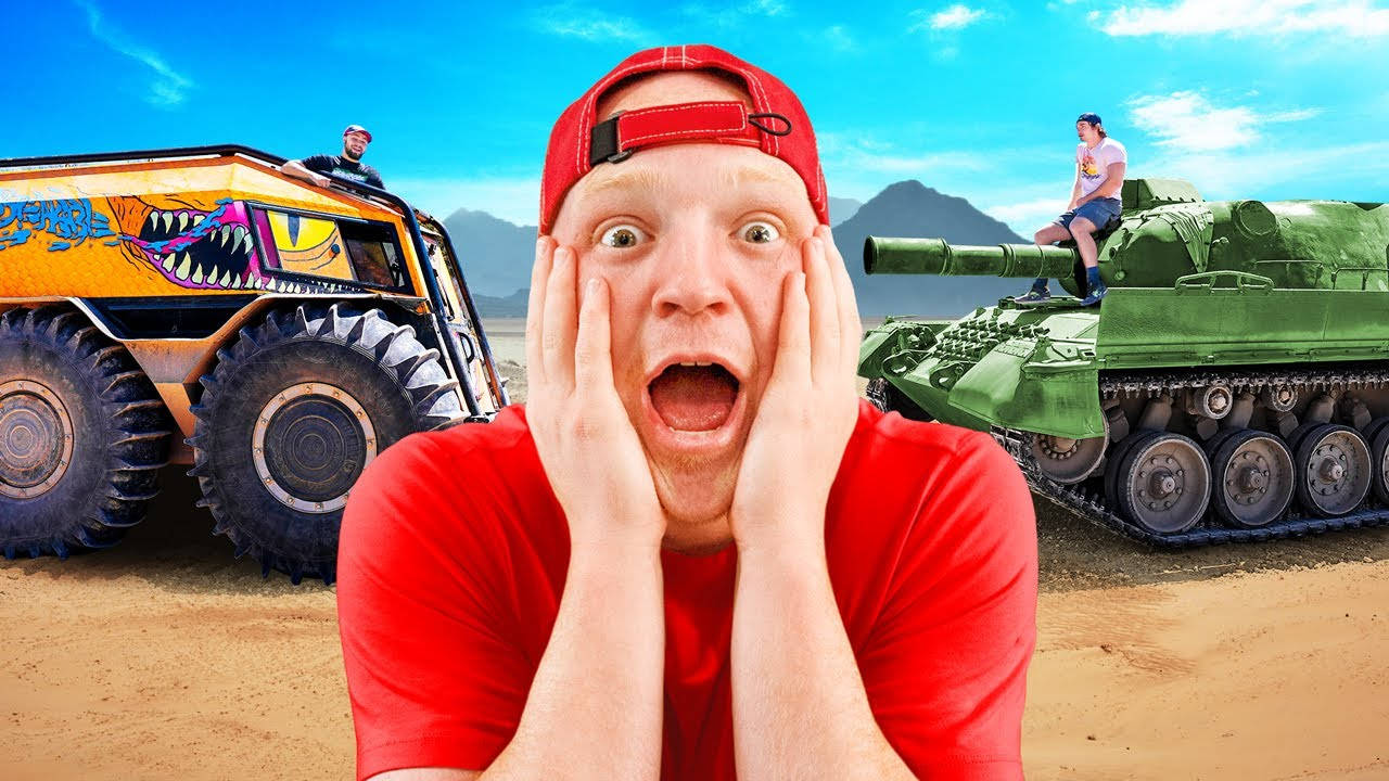 Unspeakable, monster truck, green tank, HD Desktop Wallpaper