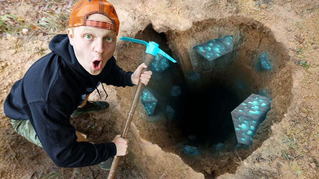 Unspeakable, pickaxe, dirt hole, HD Desktop Wallpaper