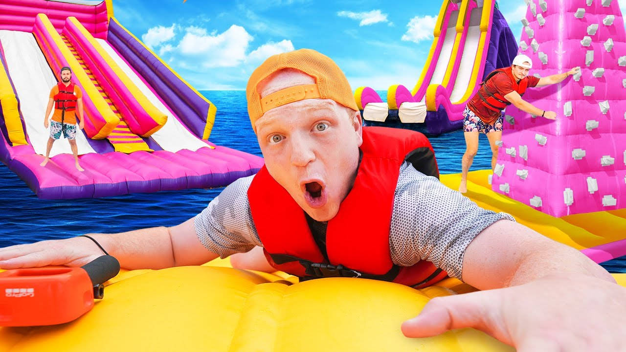Unspeakable, water park, red life vest, HD Desktop Wallpaper