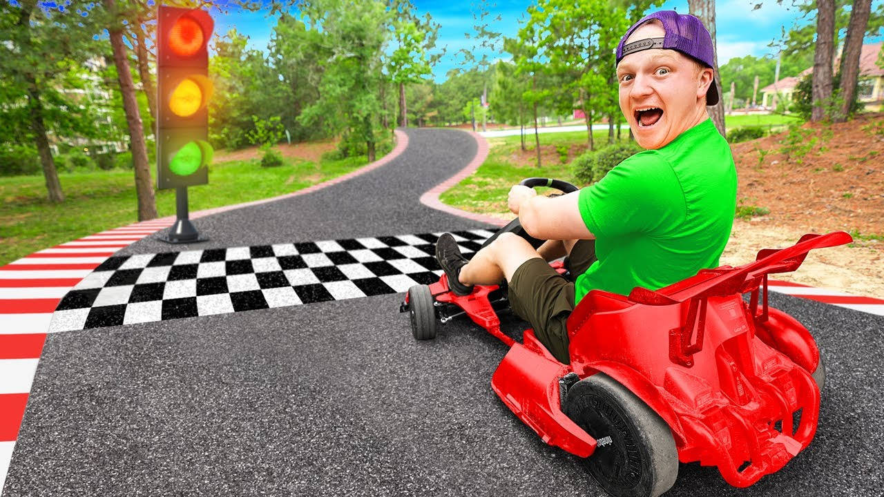 Unspeakable, go-kart, red toy race car, HD Desktop Wallpaper