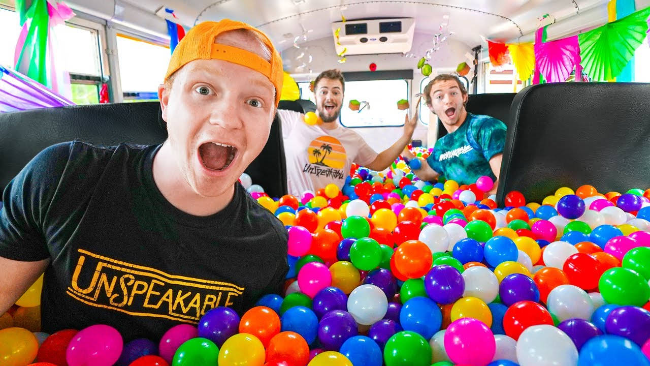 Unspeakable, school bus, ball pit, HD Desktop Wallpaper