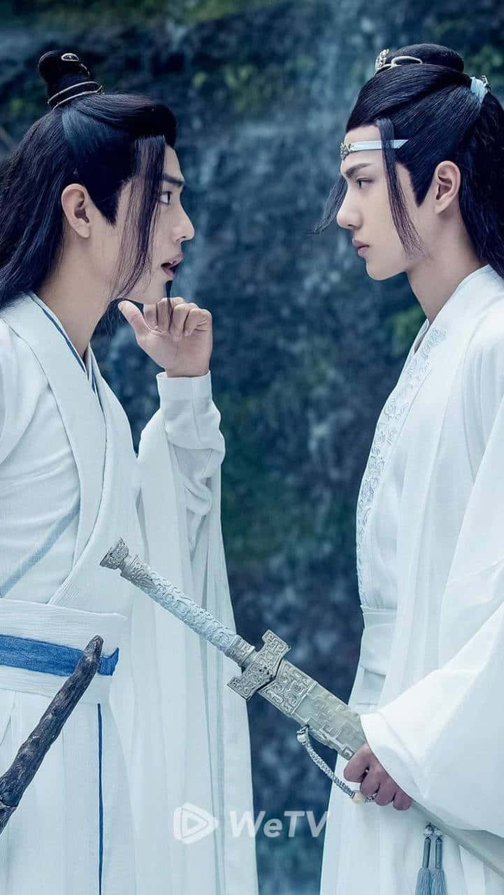 The Untamed, face to face, white ancient robes, HD Phone Wallpaper