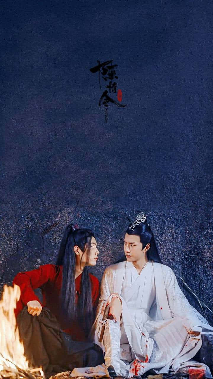 The Untamed, red and white robes, campfire, HD Phone Wallpaper