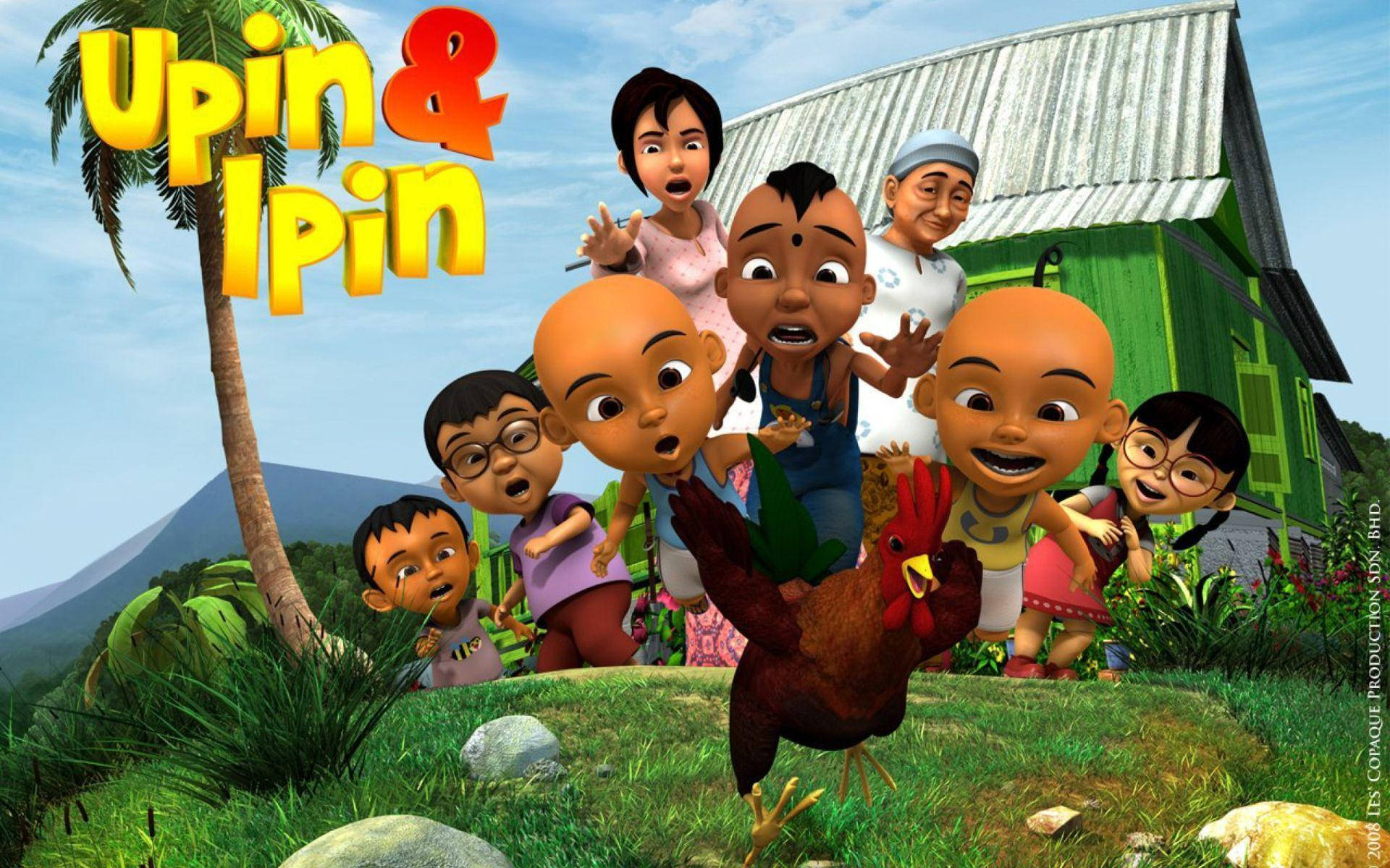 Upin Ipin, rooster, green house, Full HD Desktop Wallpaper