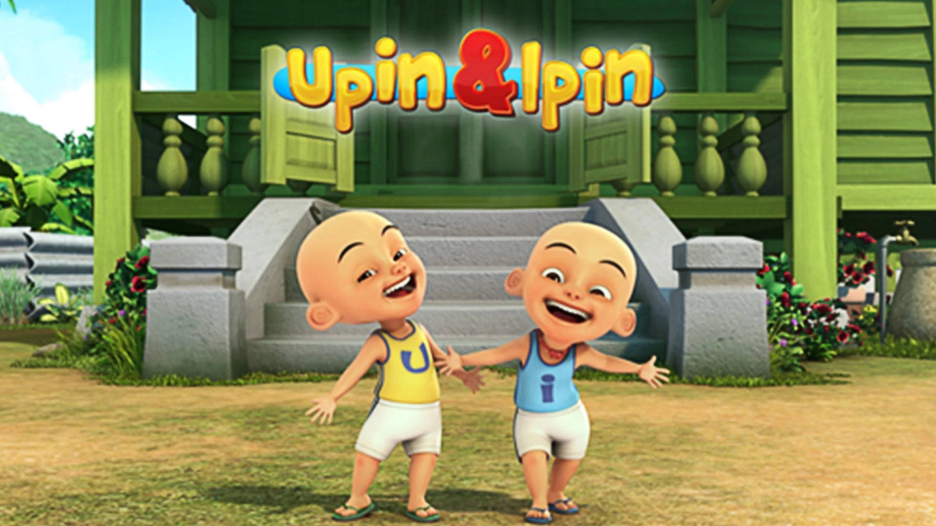 Upin, Ipin, traditional Malaysian home, Full HD Desktop Wallpaper