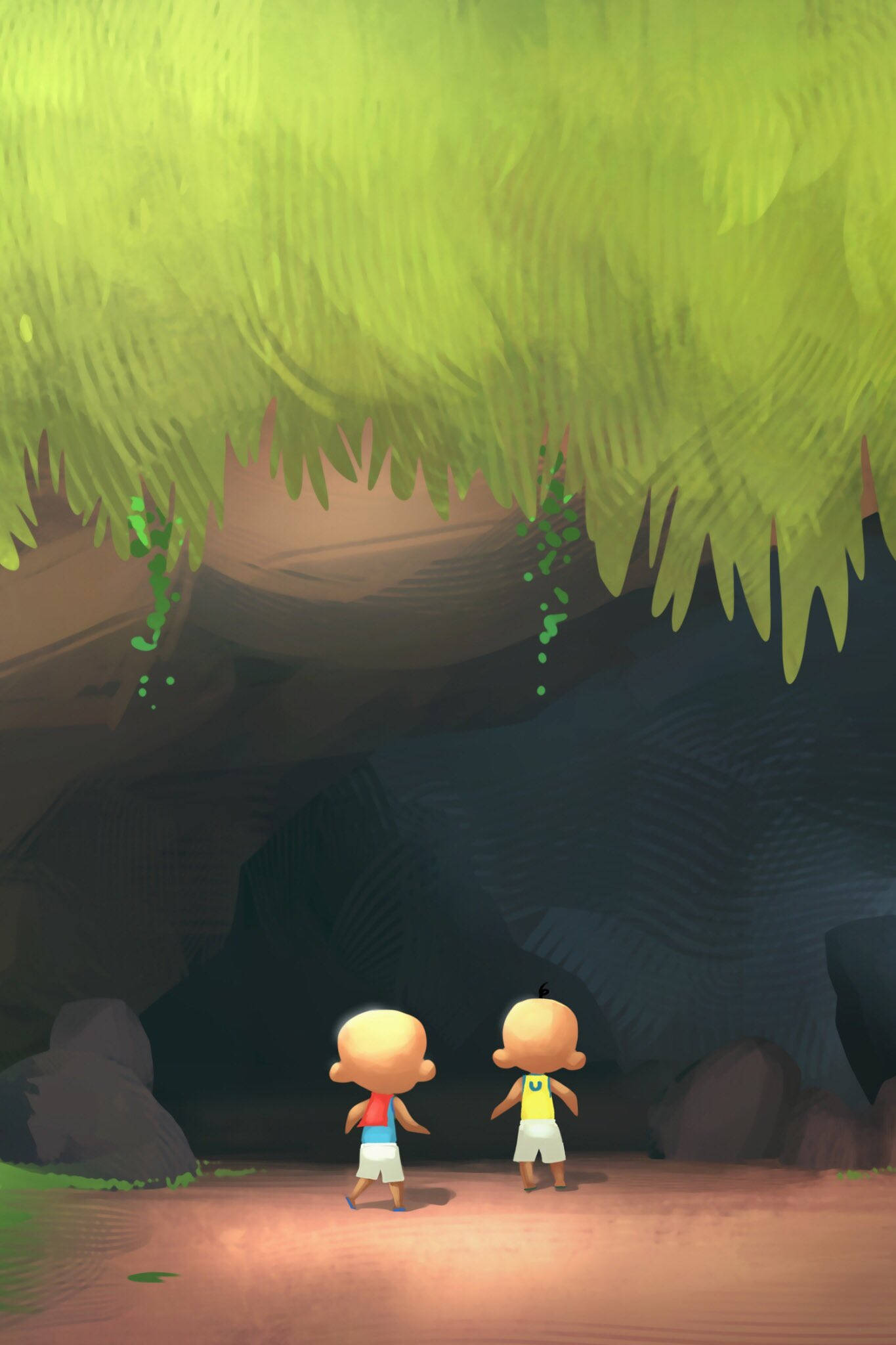 Upin, Ipin, minimalist fan art, Full HD Phone Wallpaper