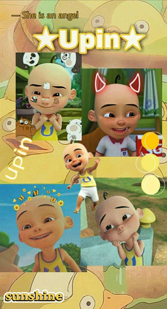 Upin Ipin, yellow aesthetic, cartoon boy Upin, SD Phone Wallpaper