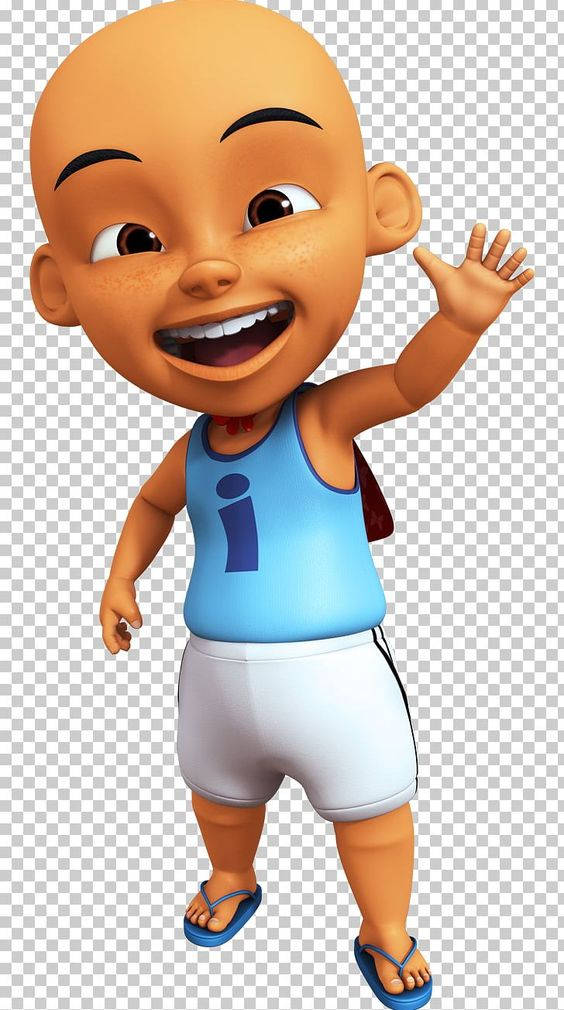 Upin Ipin, bald cartoon boy, blue tank top, SD Phone Wallpaper