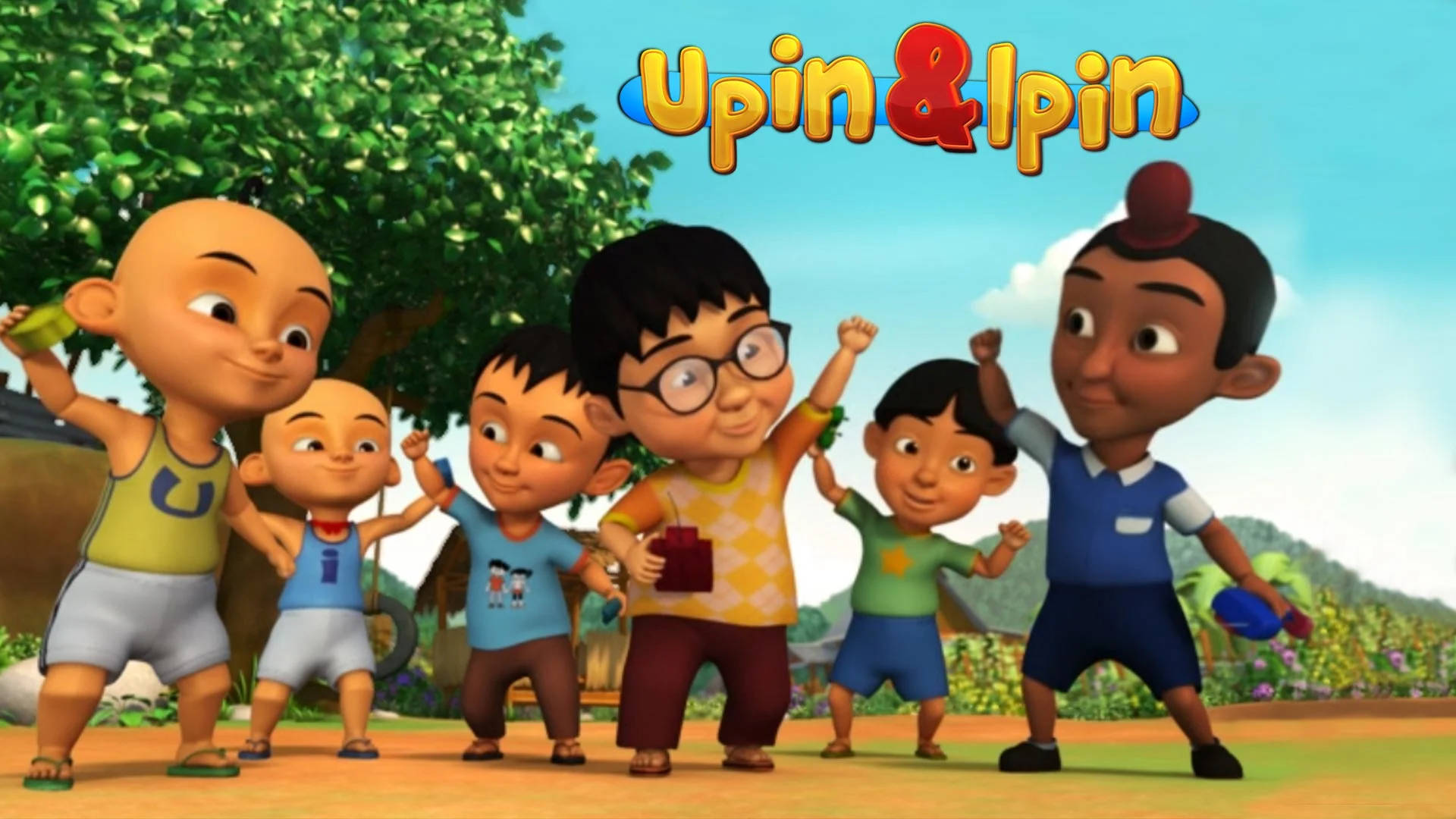 Upin Ipin, animated children, colorful clothes, Full HD Desktop Wallpaper