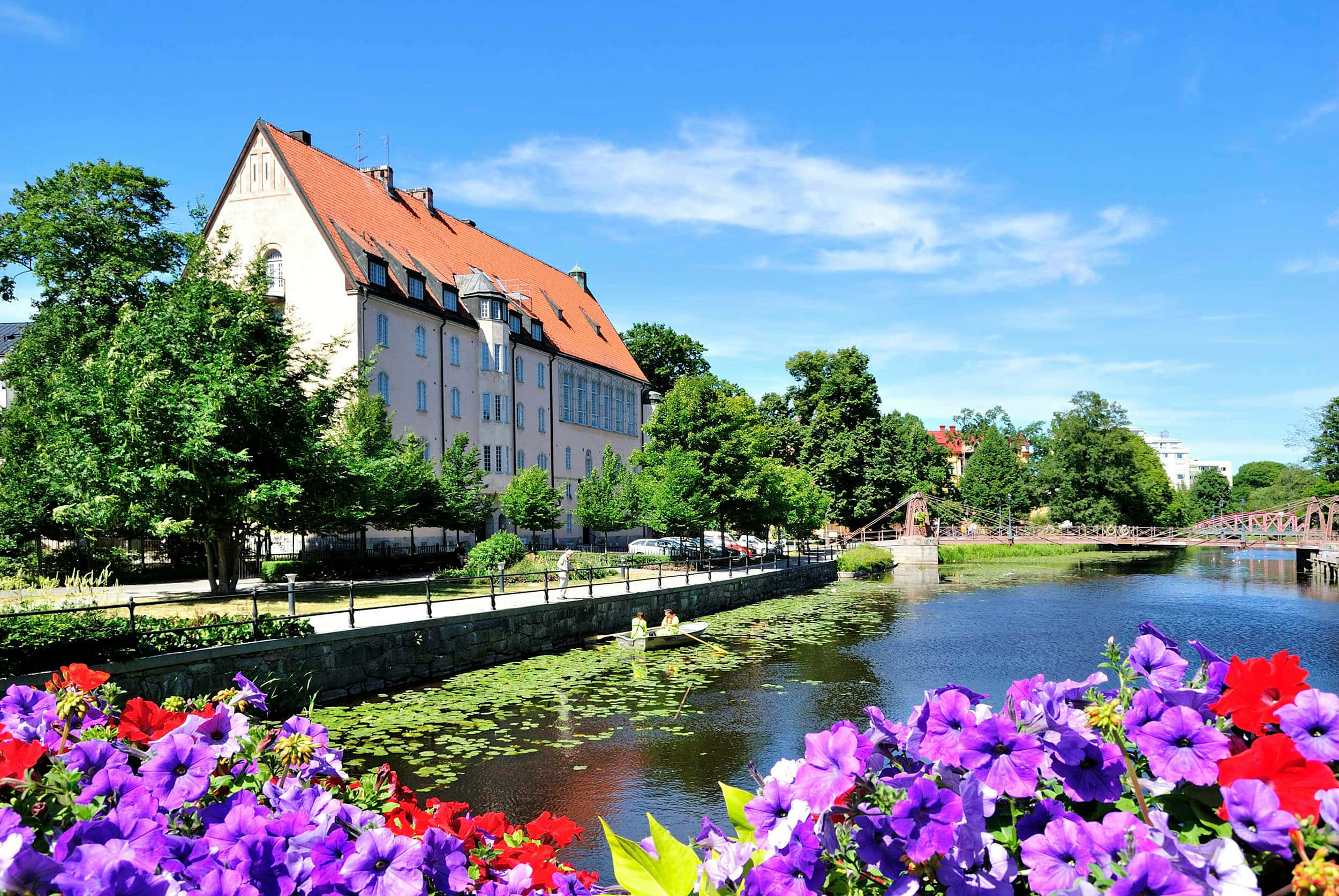 Uppsala, river, historic building, Full HD Desktop Wallpaper