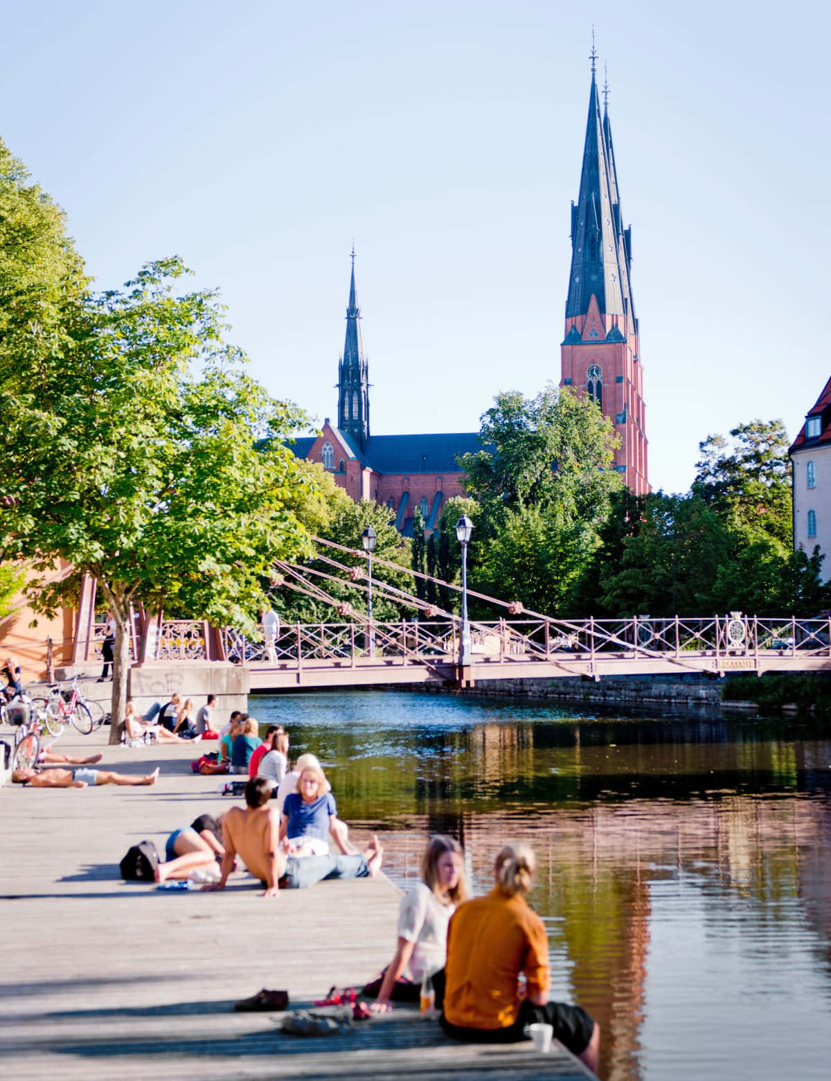 Uppsala, riverfront, summer scene, HD Phone Wallpaper