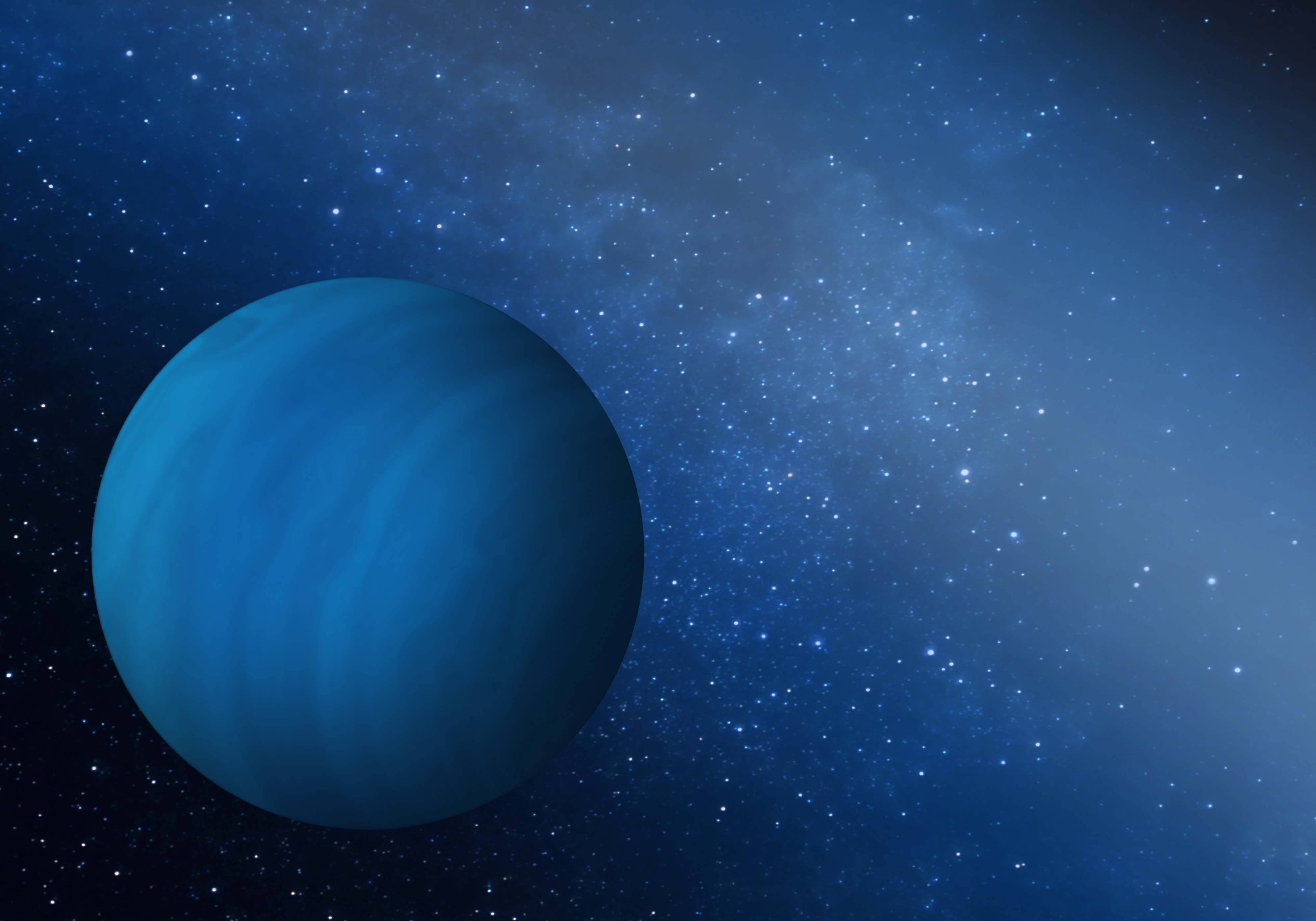 Uranus, starry cosmic expanse, glowing nebula, 4K Desktop Wallpaper