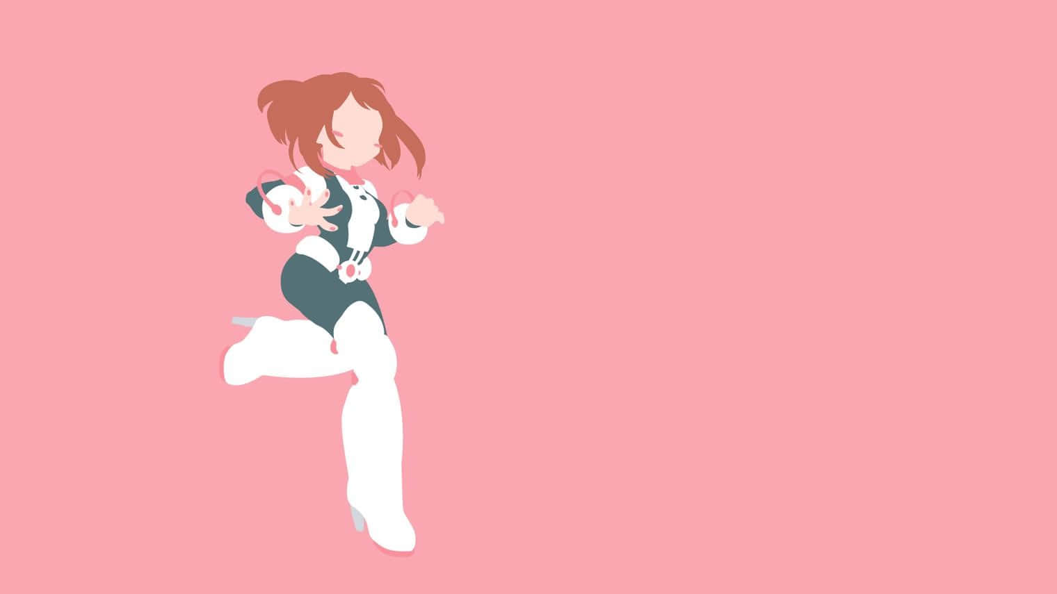 Uraraka Aesthetic, red hair, pink background, HD Desktop Wallpaper