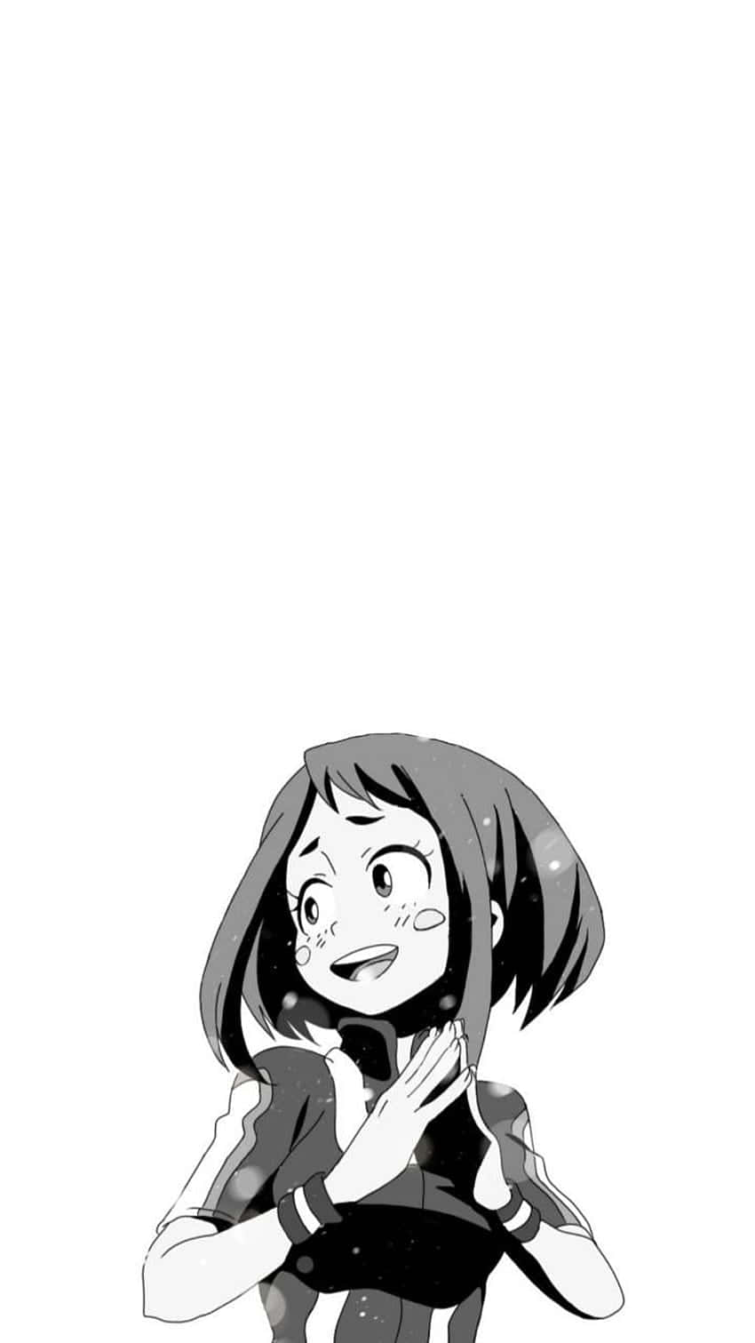 Uraraka Aesthetic, black and white anime girl, short hair, HD Phone Wallpaper