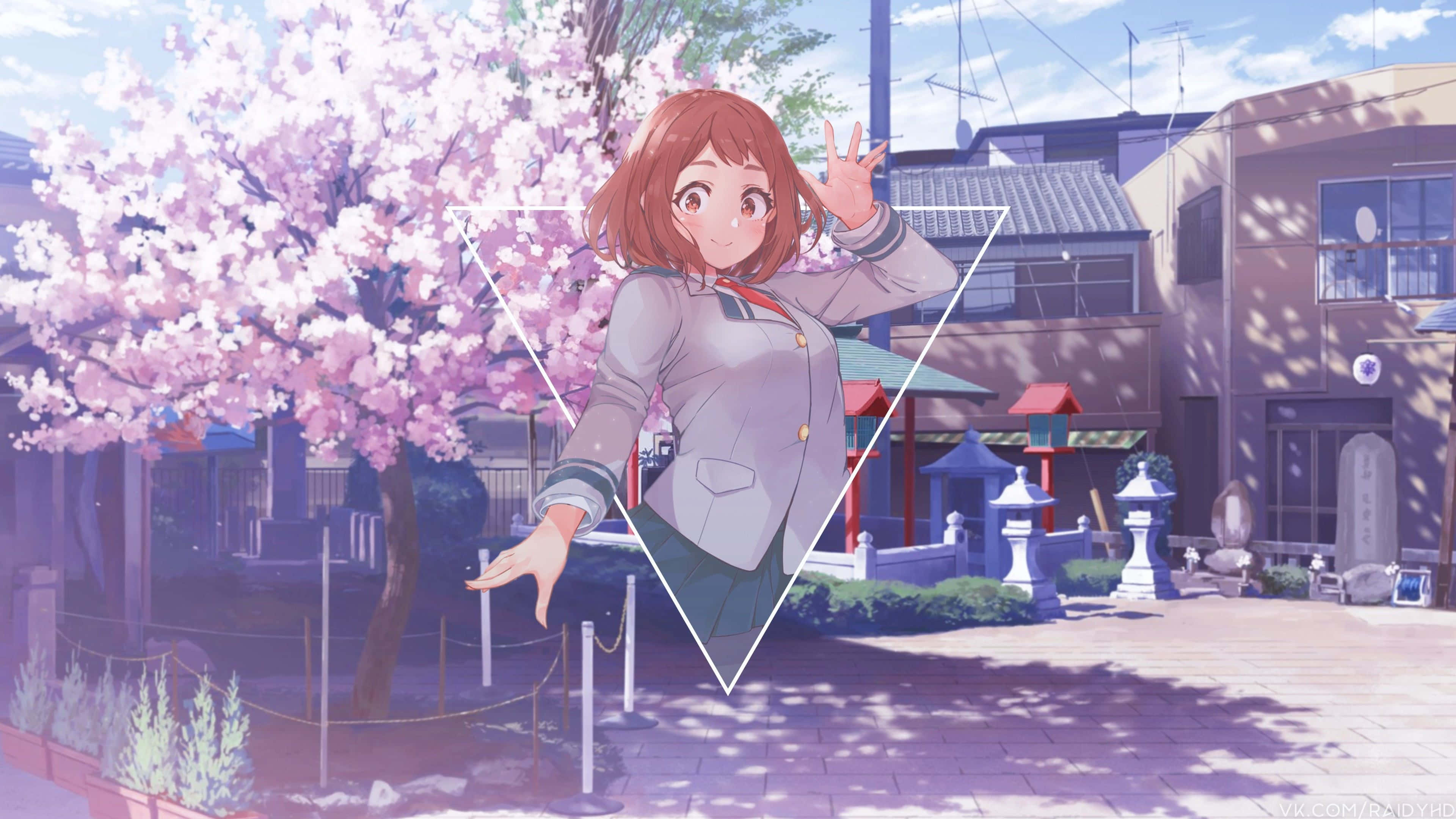 Uraraka Aesthetic, anime girl, school uniform, 4K Desktop Wallpaper