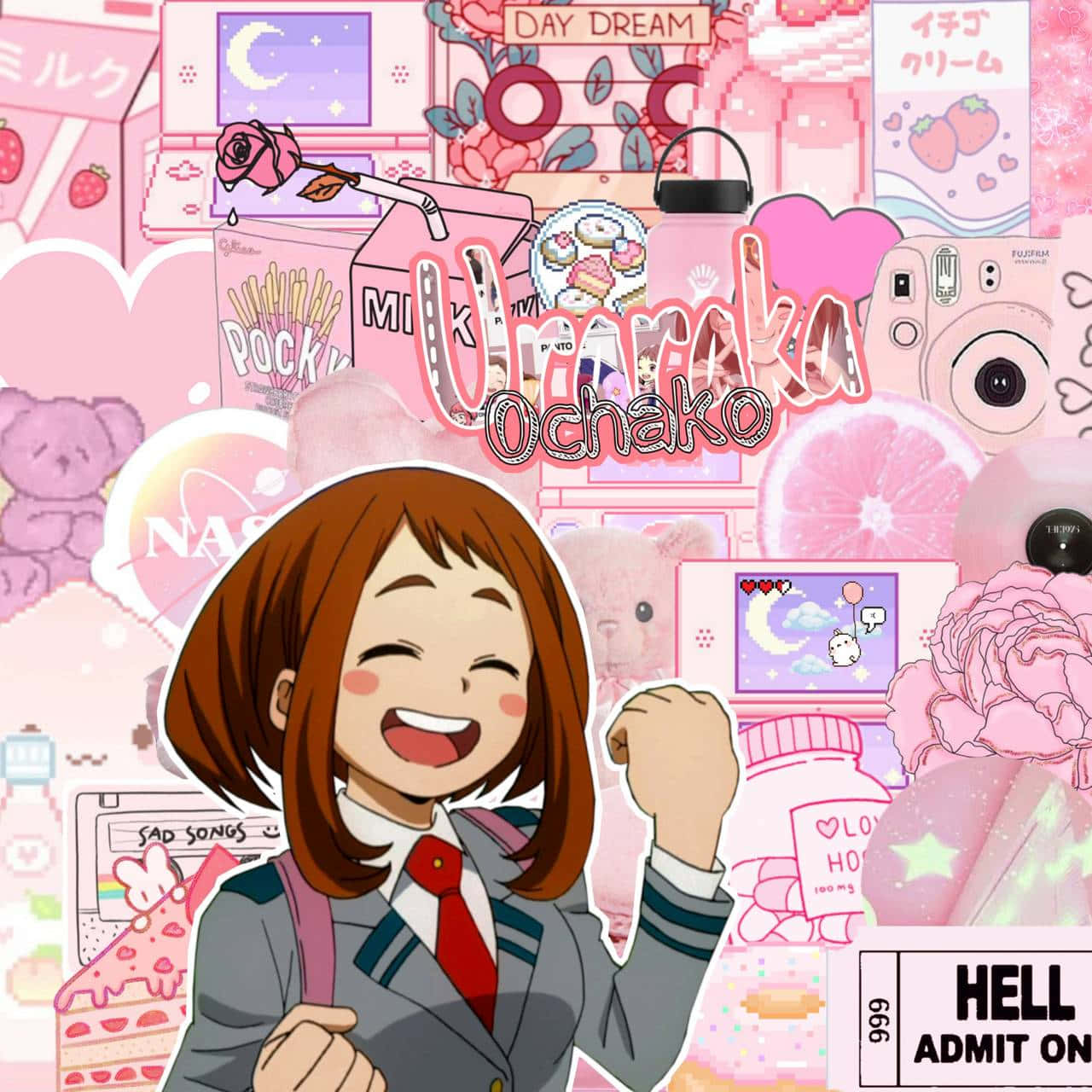 Uraraka Aesthetic, anime girl, school uniform, HD Desktop Wallpaper