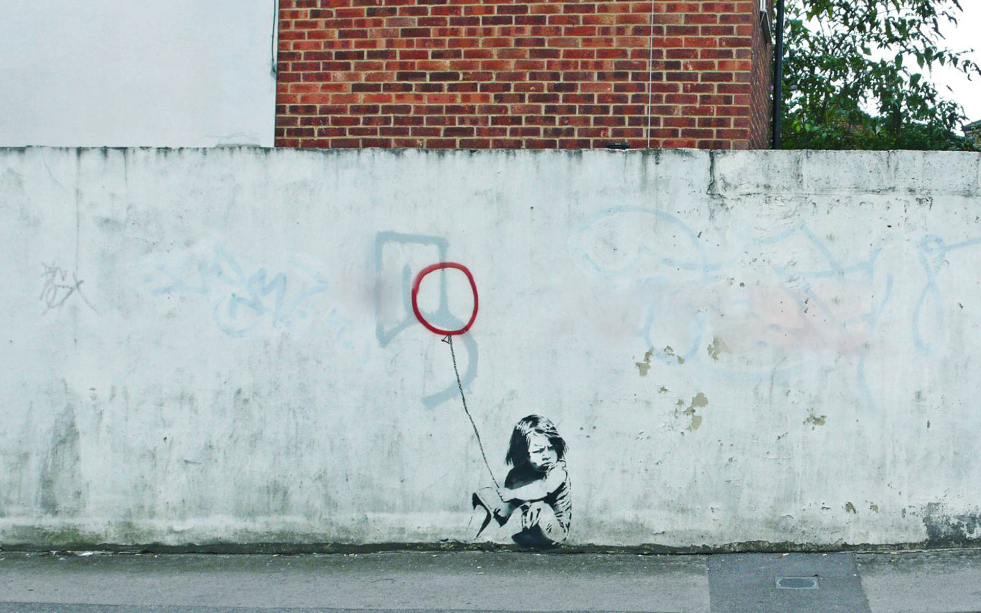 Lonely Child, stencil graffiti, crying child, Full HD Desktop Wallpaper