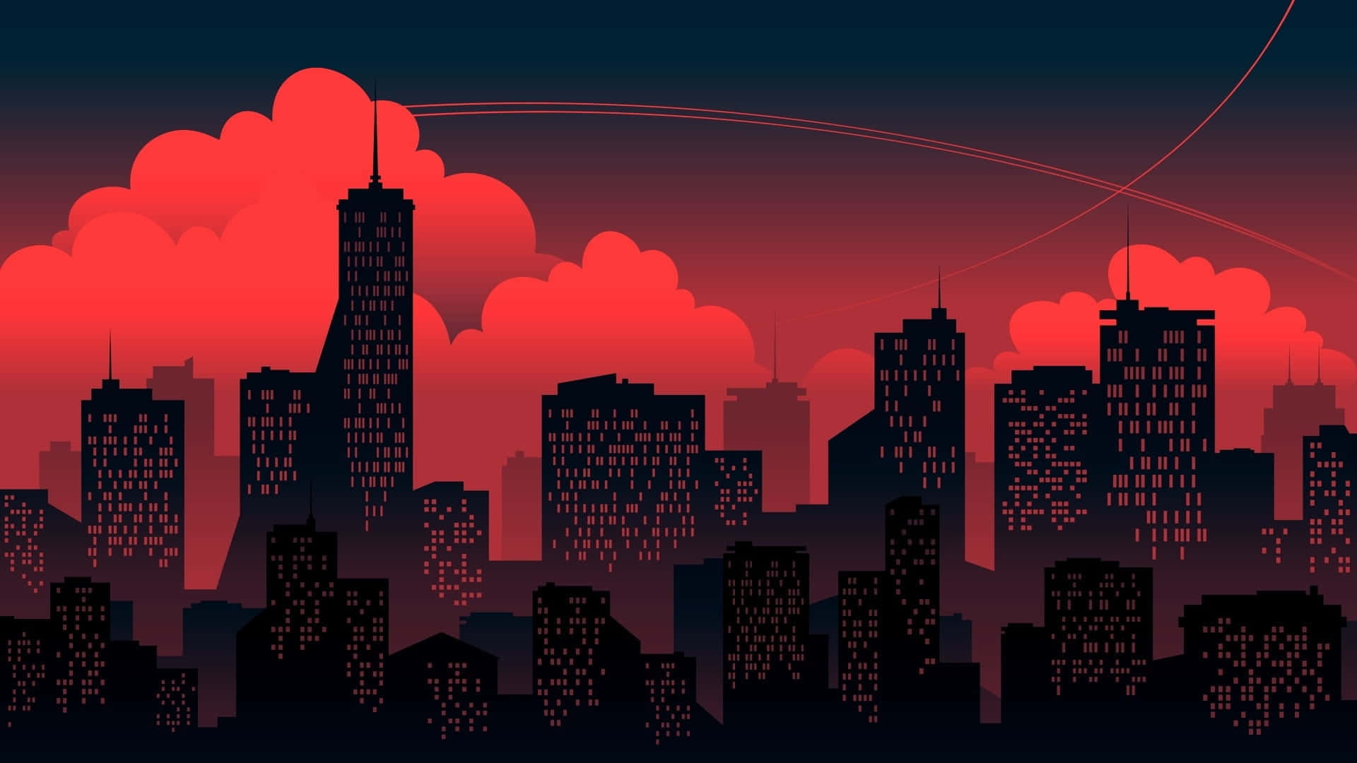 Twilight Cityscape, Urban Fantasy Art, glowing windows, Full HD Desktop Wallpaper