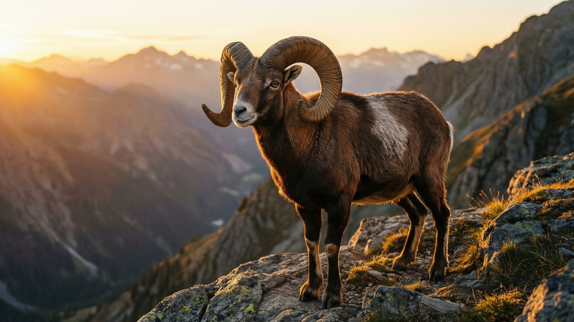 Urial, sunrise, golden, Full HD Desktop Wallpaper