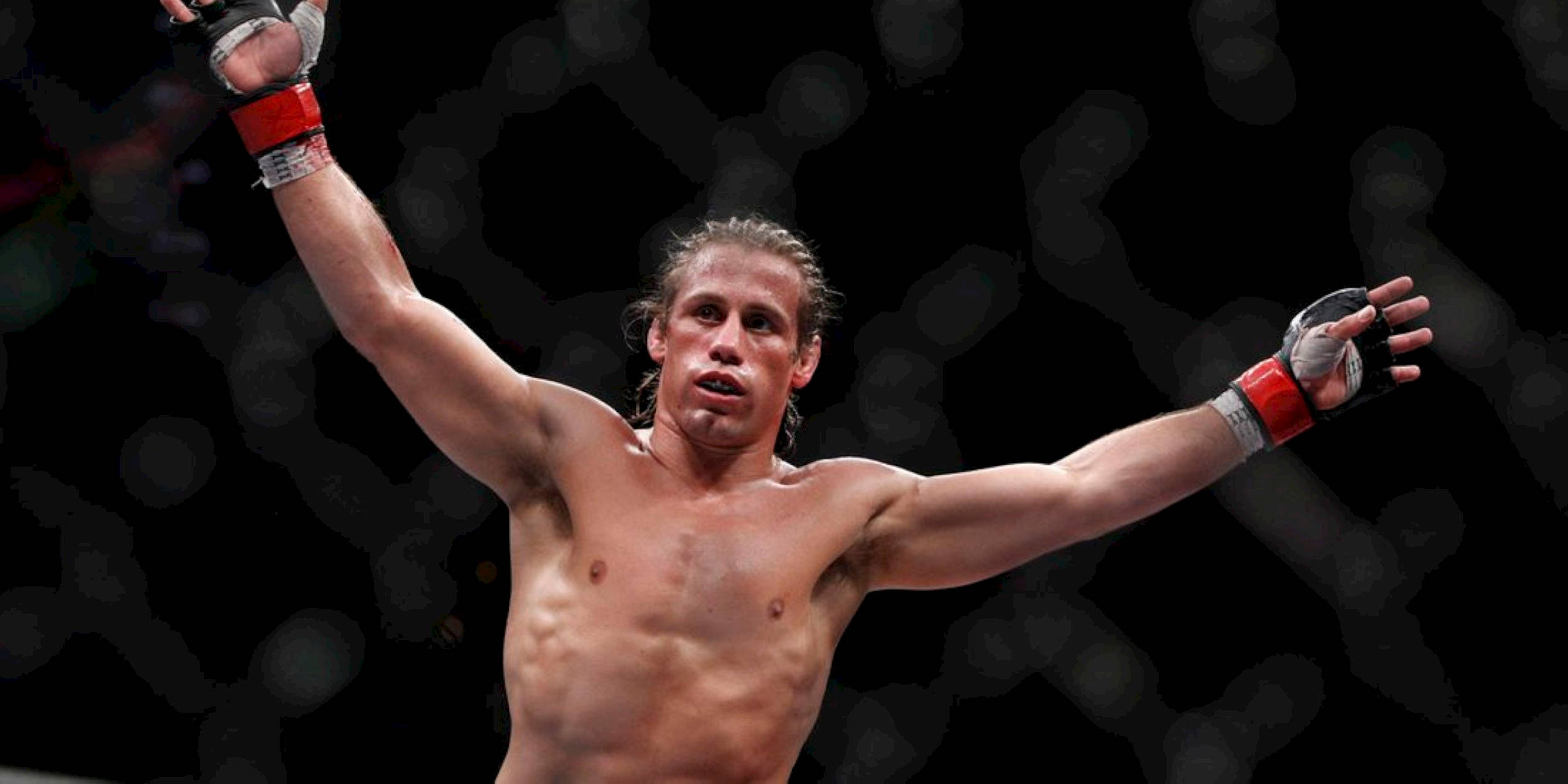 Urijah Faber, red faced, dimly lit octagon, Full HD Desktop Wallpaper