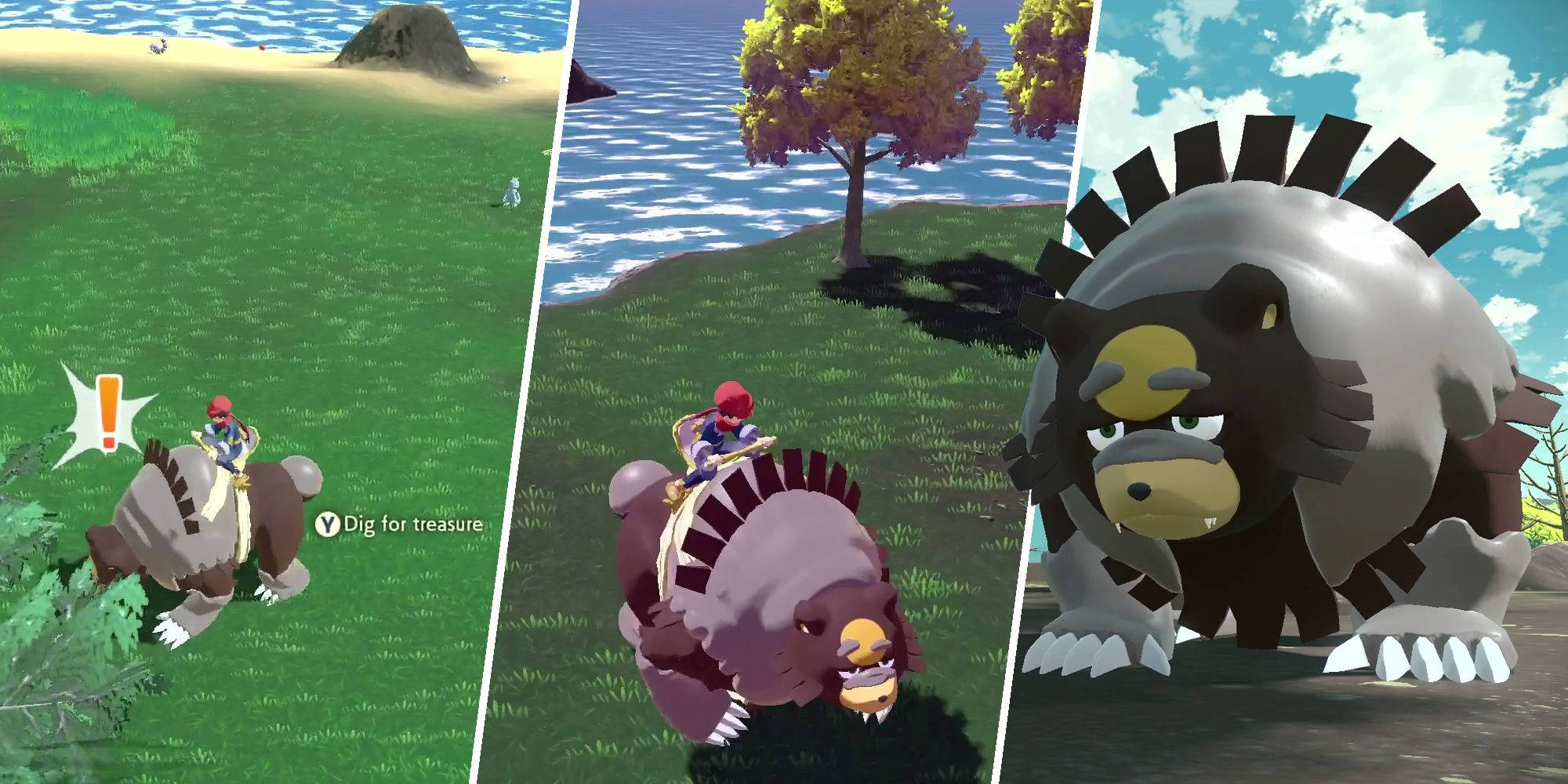 Ursaluna, Pokémon trainer, digging Pokémon, Full HD Desktop Wallpaper