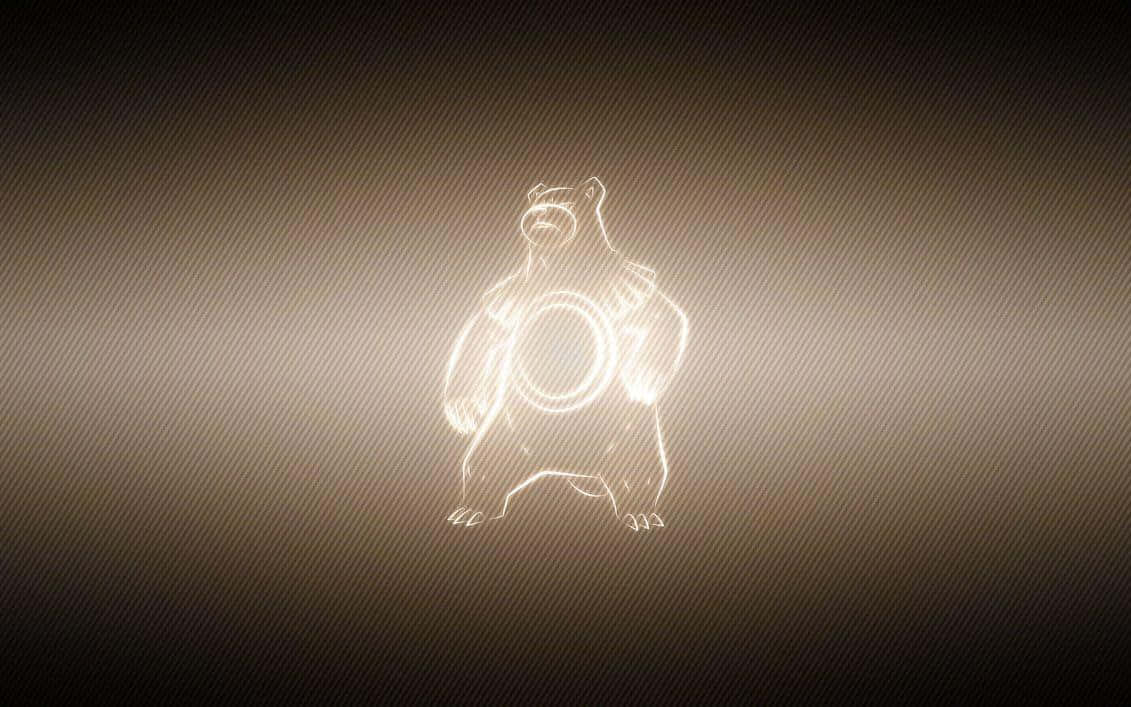 Glowing Ursaring, dark gradient background, diagonal stripes, SD Desktop Wallpaper