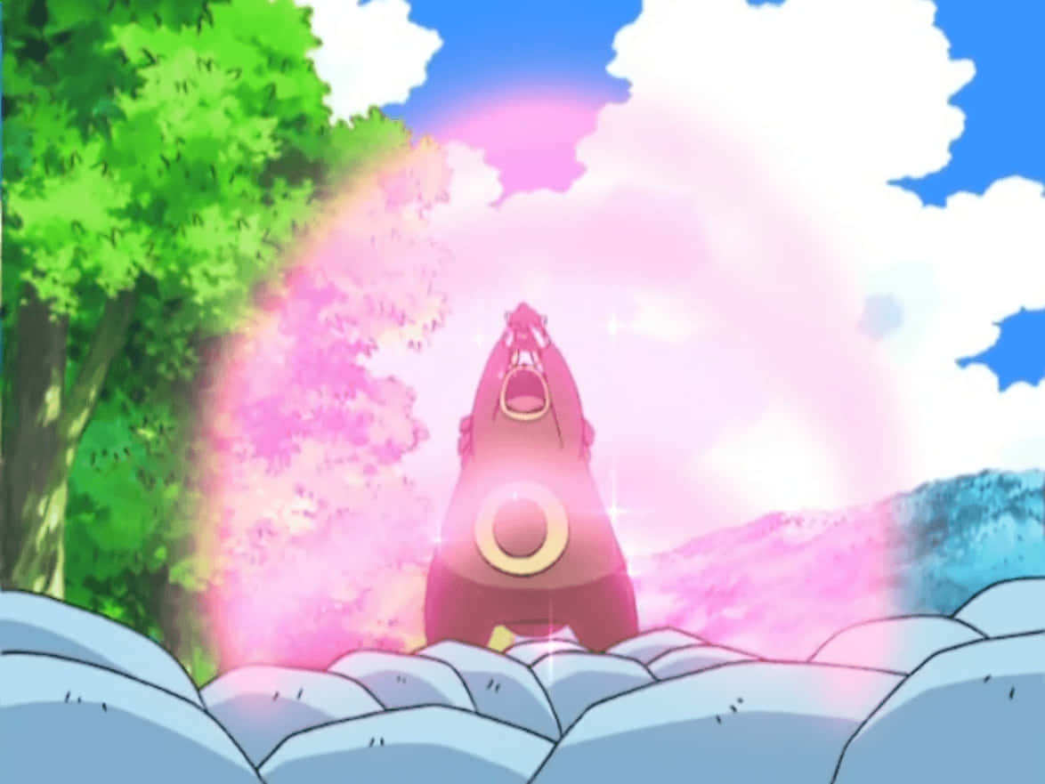 Ursaring, pink anime bear, glowing aura, SD Desktop Wallpaper