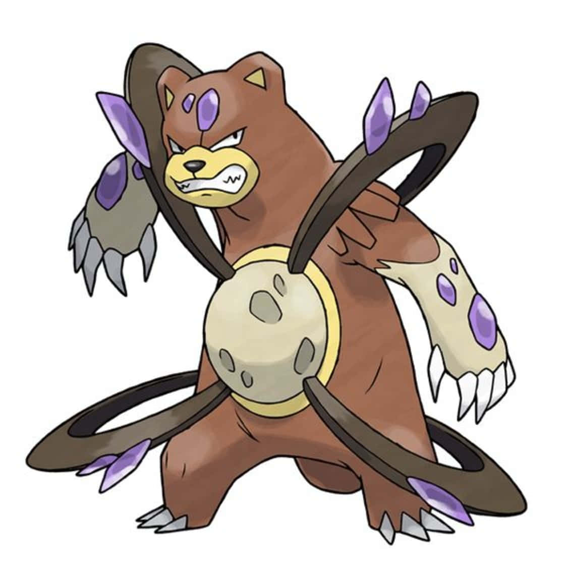 Ursaring, brown bear-like Pokémon, purple crystal claws, SD Desktop Wallpaper