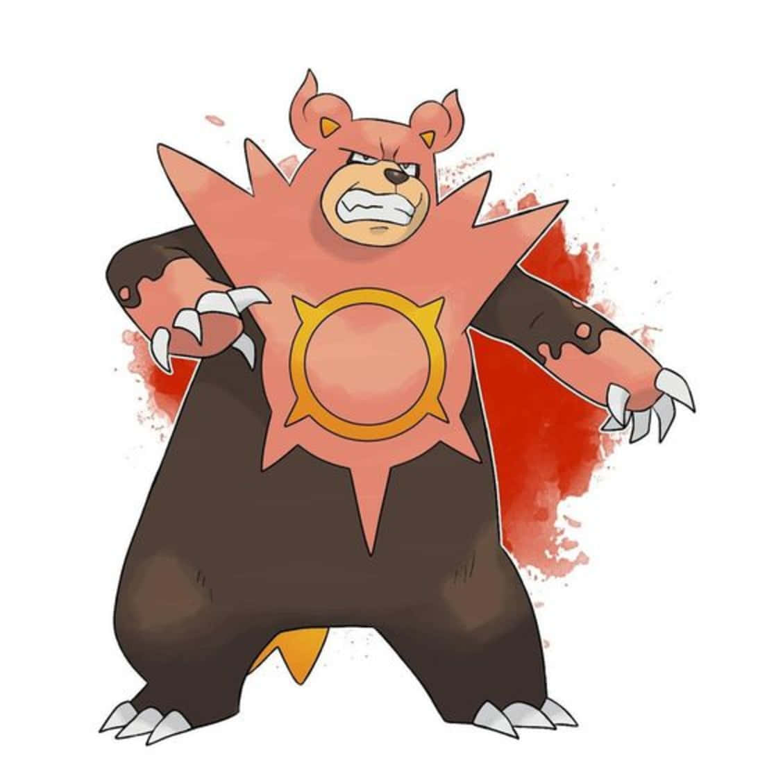 Ursaring, red splash, star-shaped red chest, SD Desktop Wallpaper