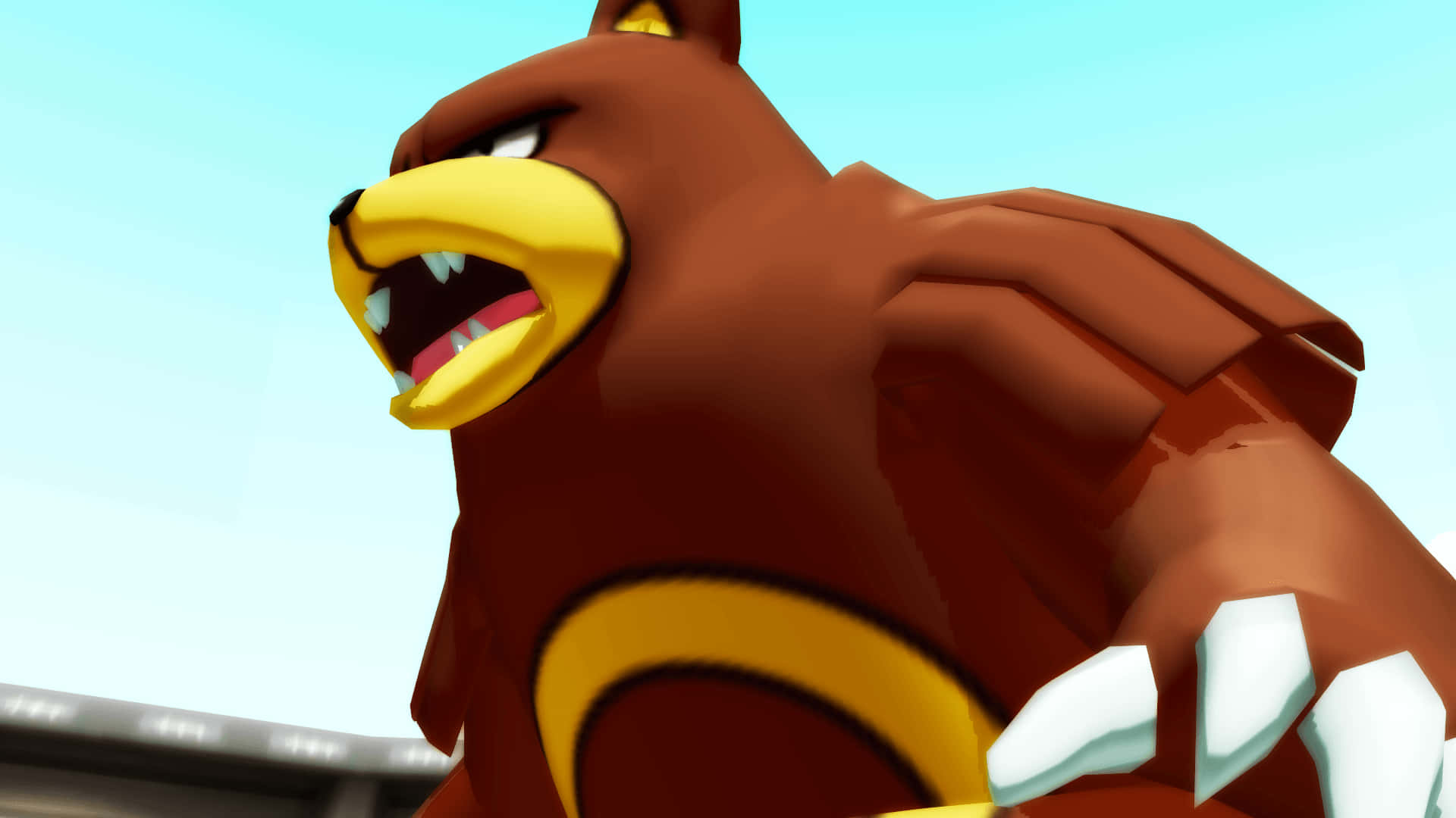 Ursaring, brown and yellow, glowing eyes, Full HD Desktop Wallpaper