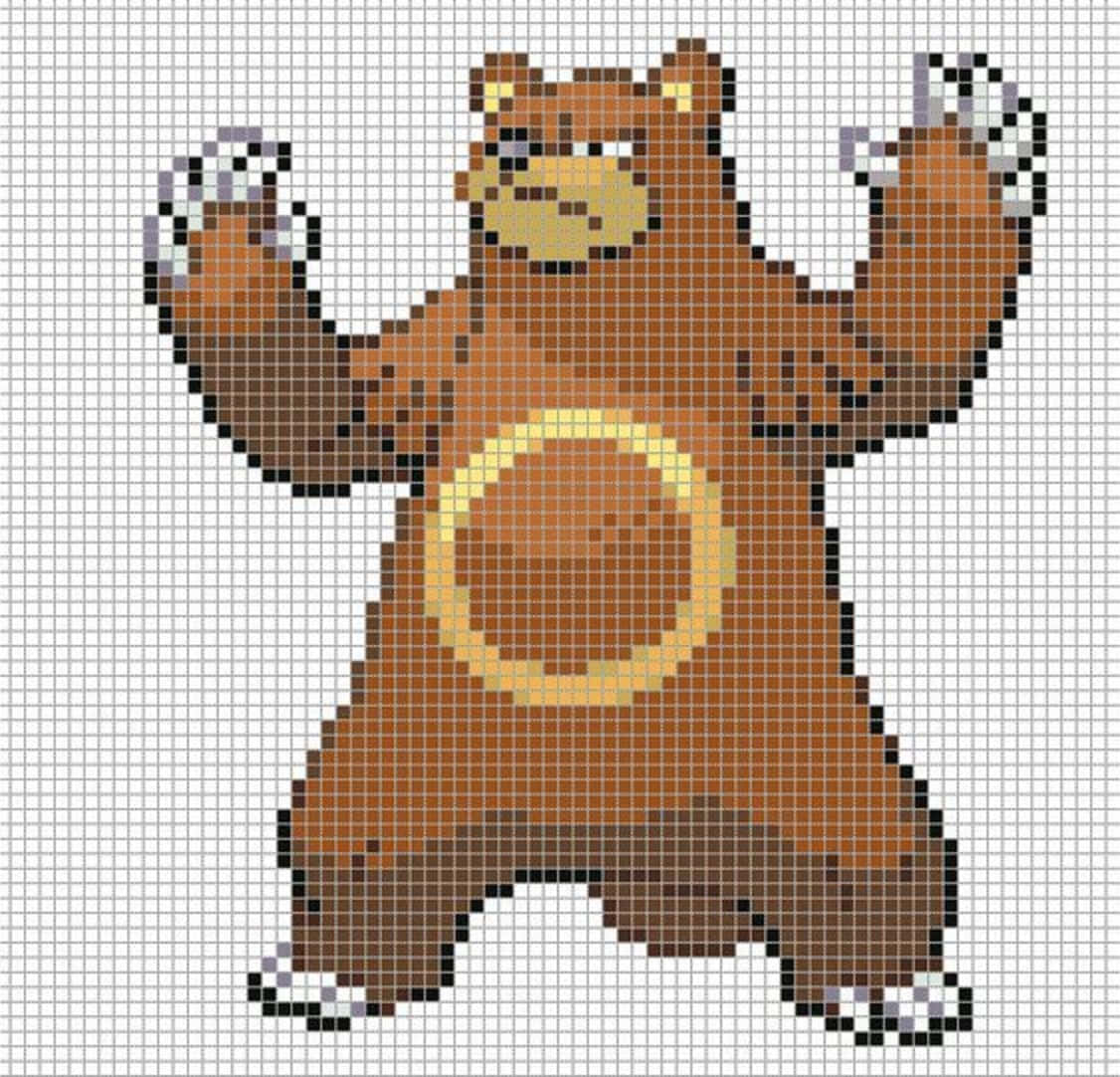 Ursaring, pixel art, brown bear, SD Desktop Wallpaper