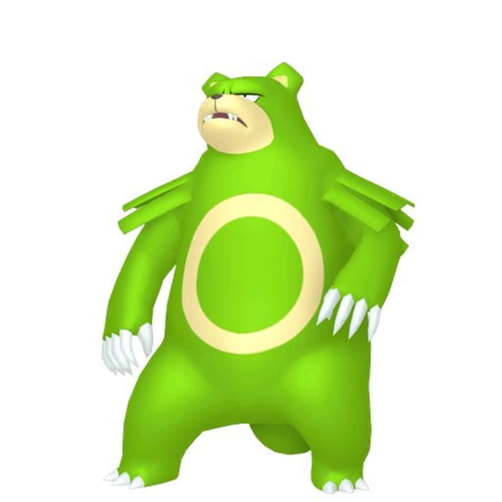 Green Ursaring, 3D, yellow circle, SD Desktop Wallpaper