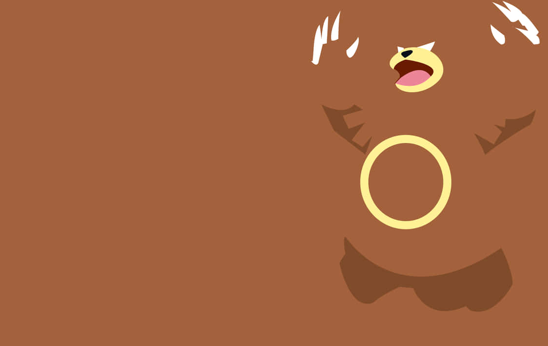 Ursaring, yellow ring, solid brown background, SD Desktop Wallpaper