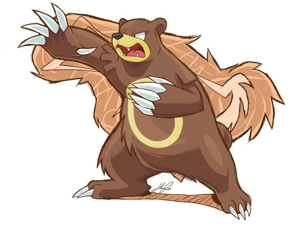 Ursaring, cartoon bear, long tail, SD Desktop Wallpaper