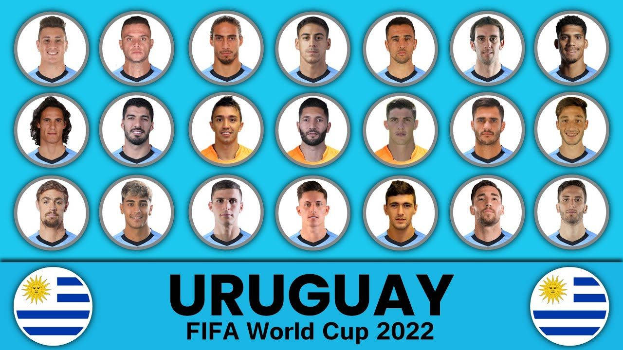 Uruguay National Football Team, 2022 World Cup, bright blue background, HD Desktop Wallpaper