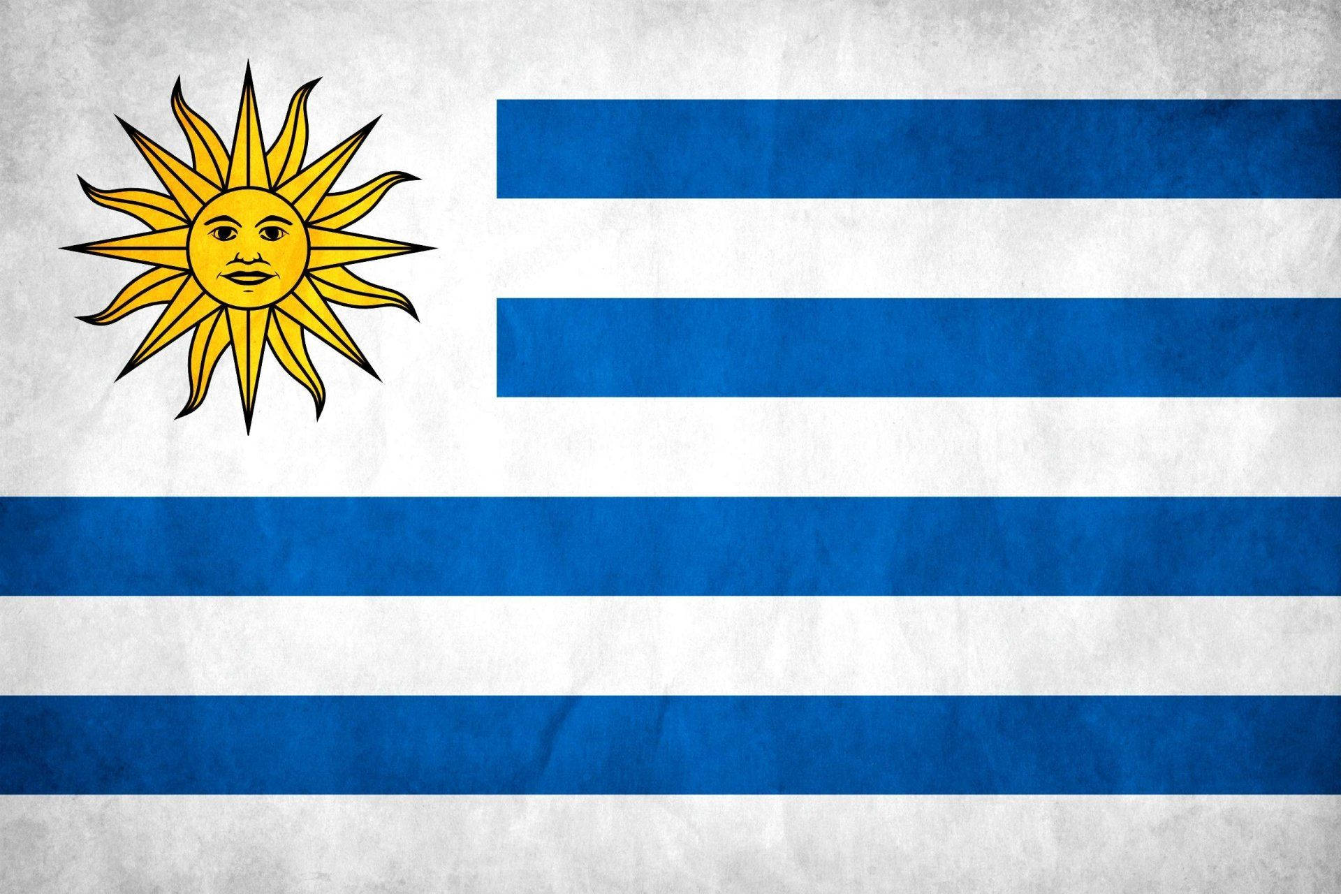 Uruguay, blue and white stripes, yellow sun emblem, Full HD Desktop Wallpaper