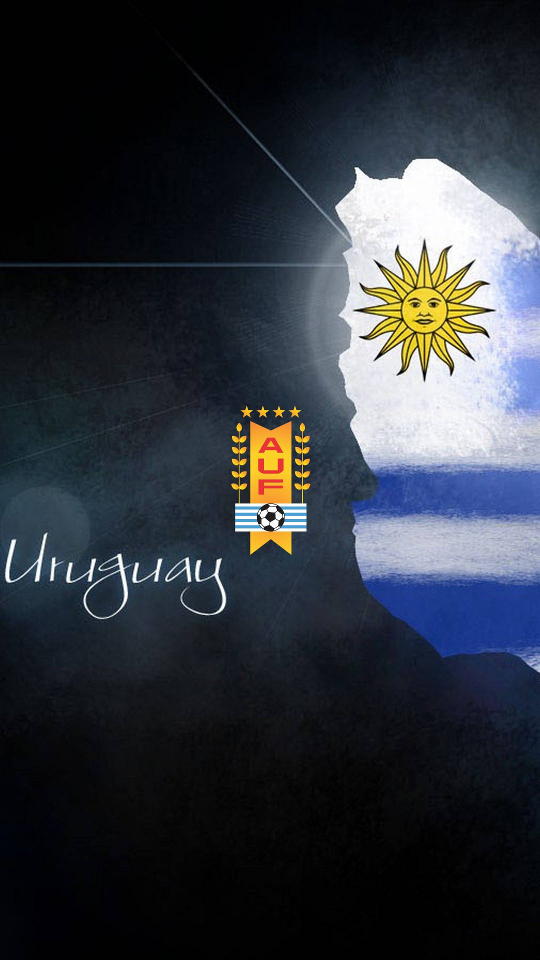 Uruguay, national team crest, sun emblem, Full HD Phone Wallpaper