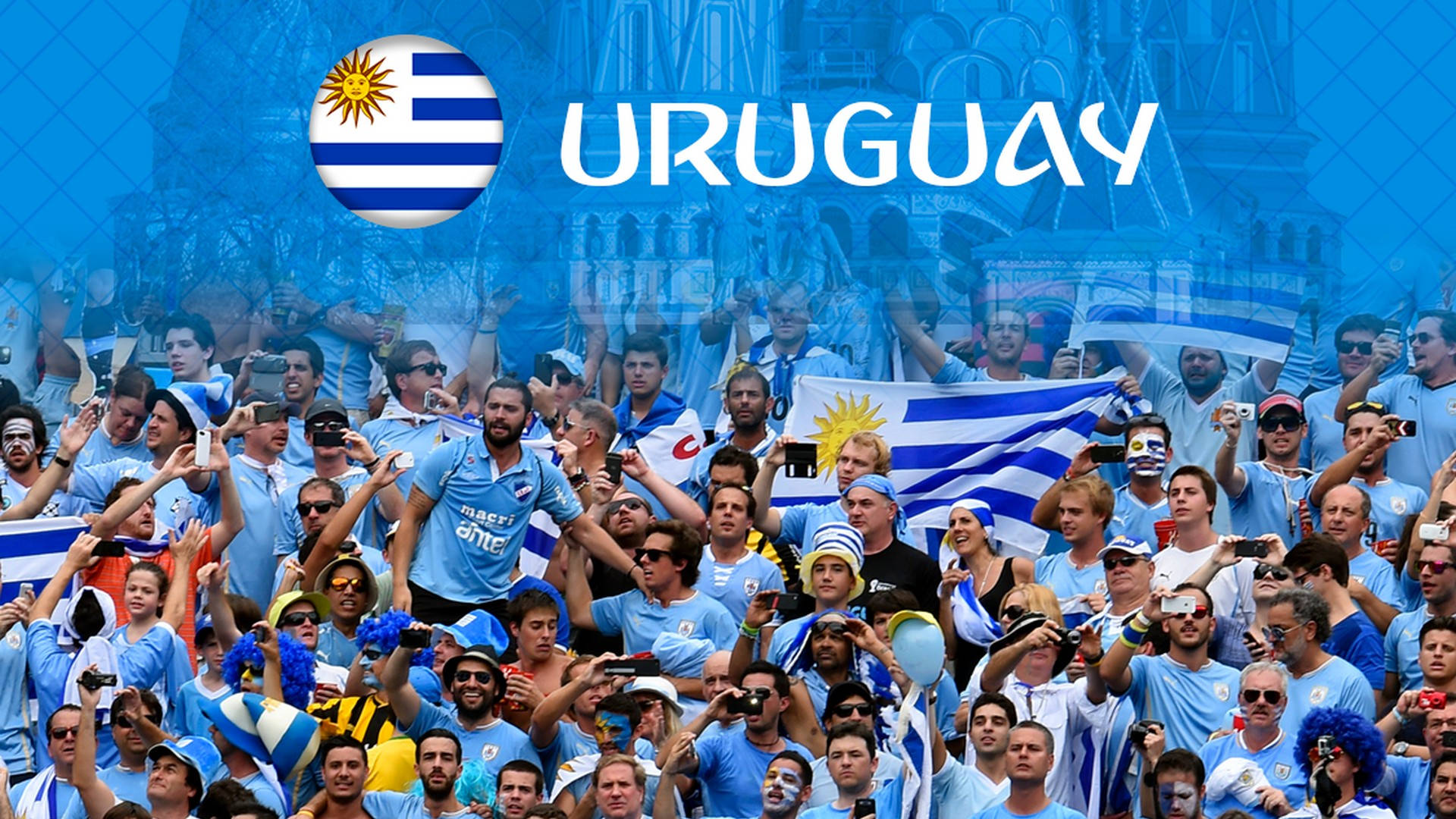 Uruguay, blue and white jerseys, flags, Full HD Desktop Wallpaper