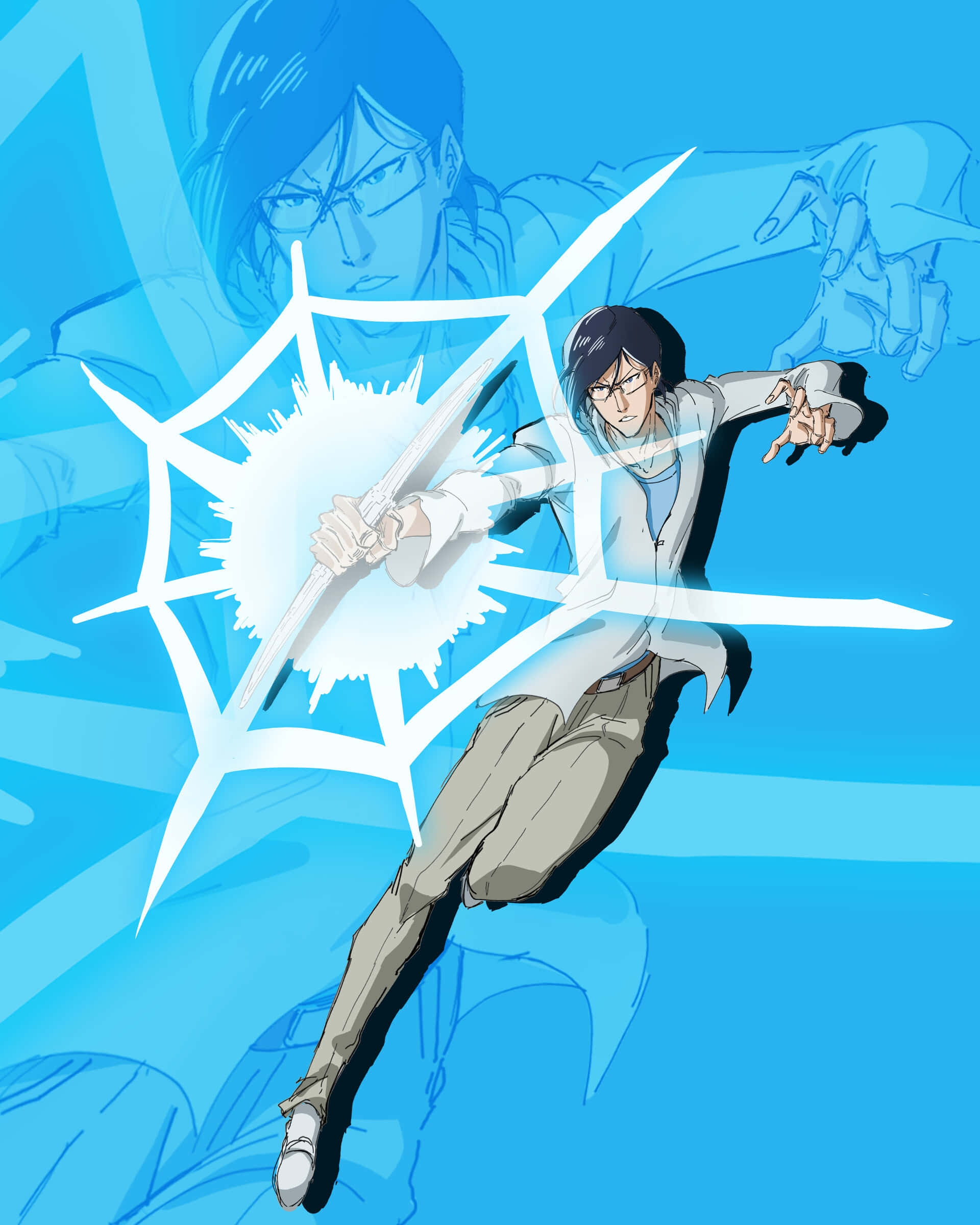Uryu Ishida, white coat, glowing sword, Full HD Phone Wallpaper