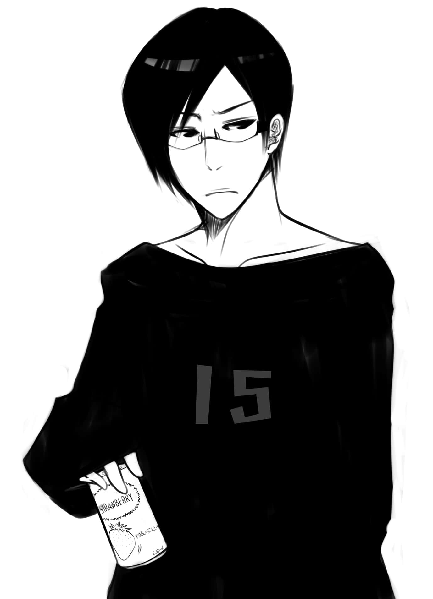 Uryu Ishida, black and white, anime-style illustration, HD Phone Wallpaper