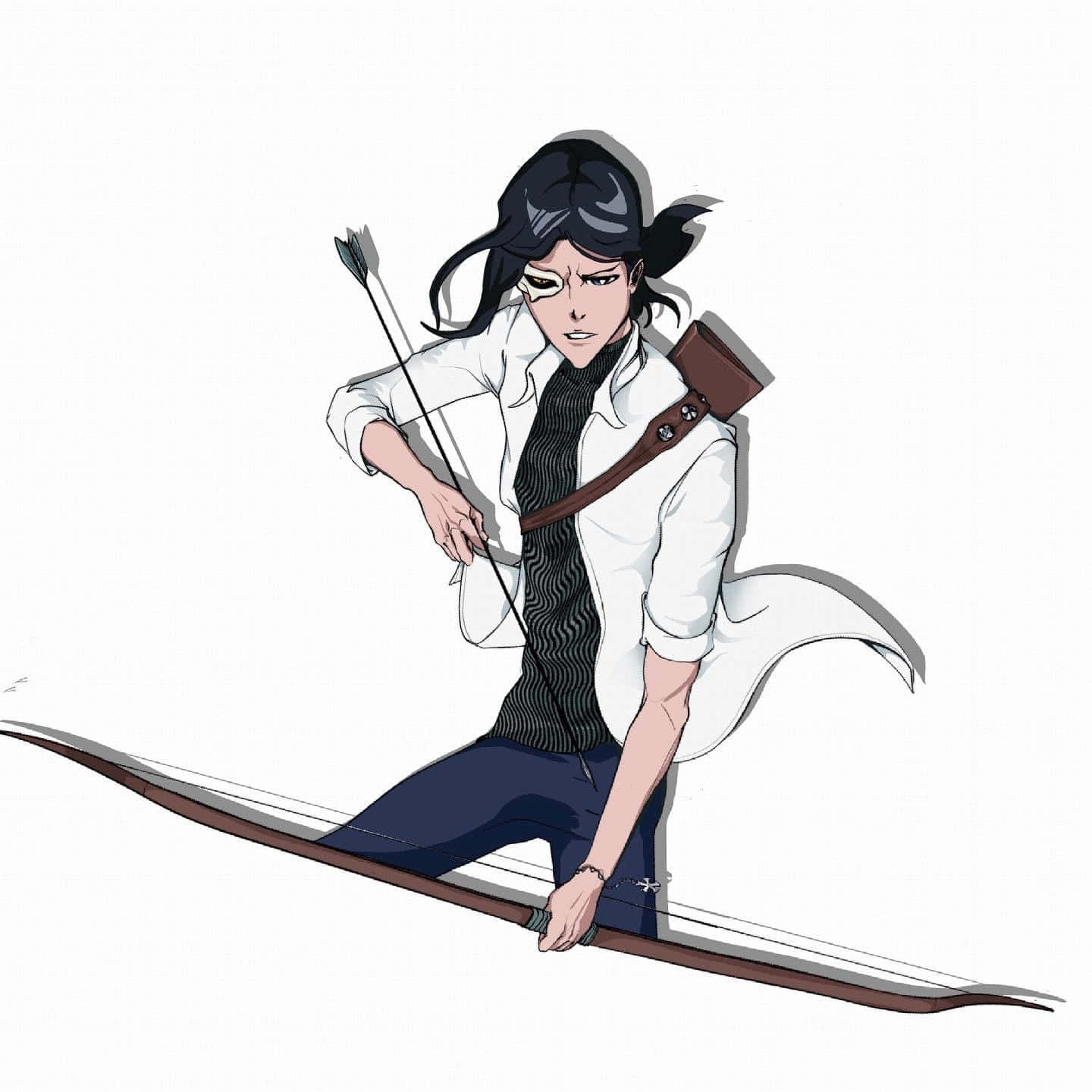 Uryu Ishida, archer pose, dark hair, HD Desktop Wallpaper