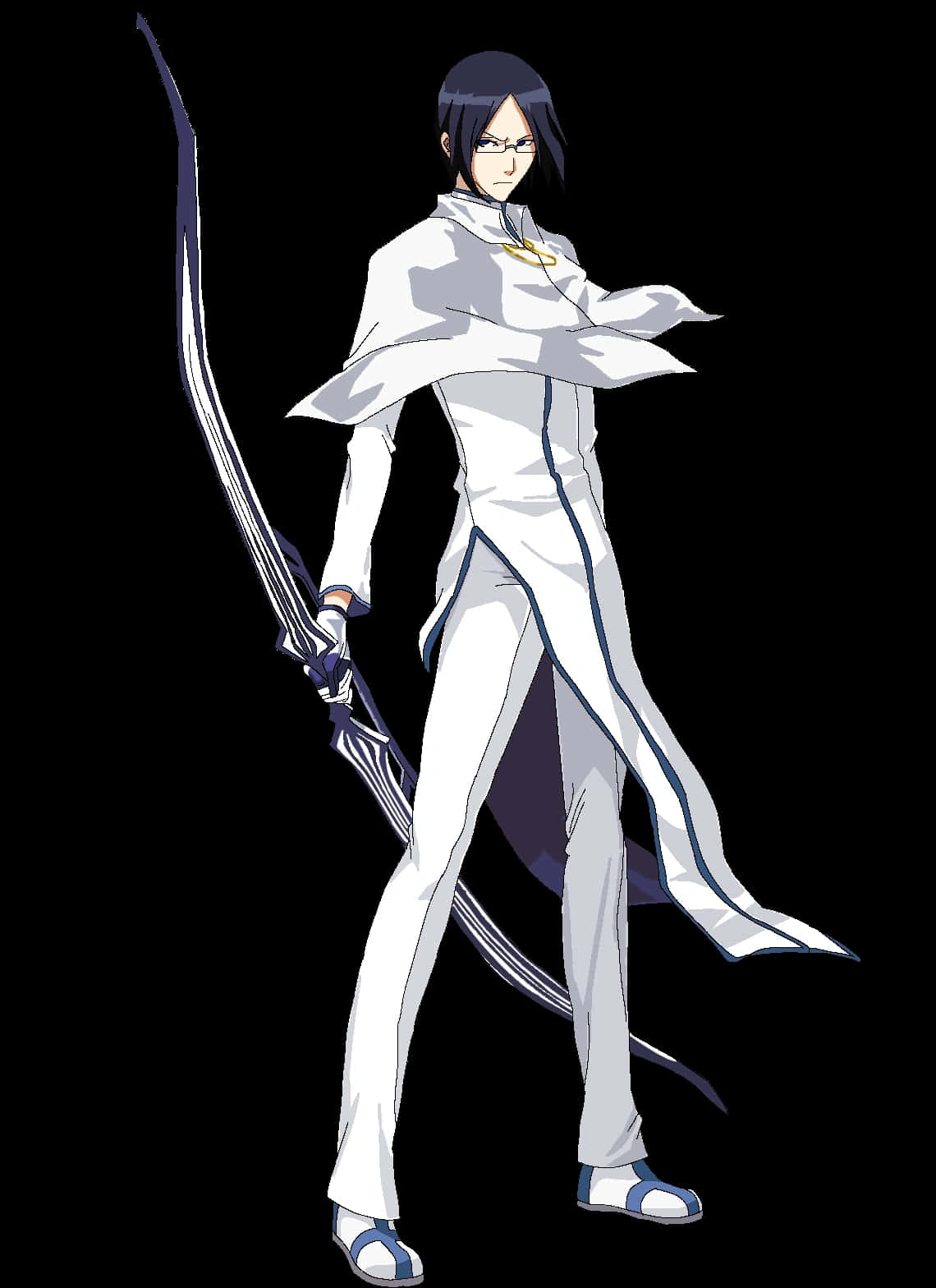Uryu Ishida, archer pose, white uniform with blue trim, HD Phone Wallpaper