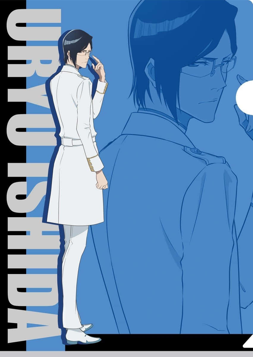 Uryu Ishida, blue-toned anime character, white uniform, SD Phone Wallpaper