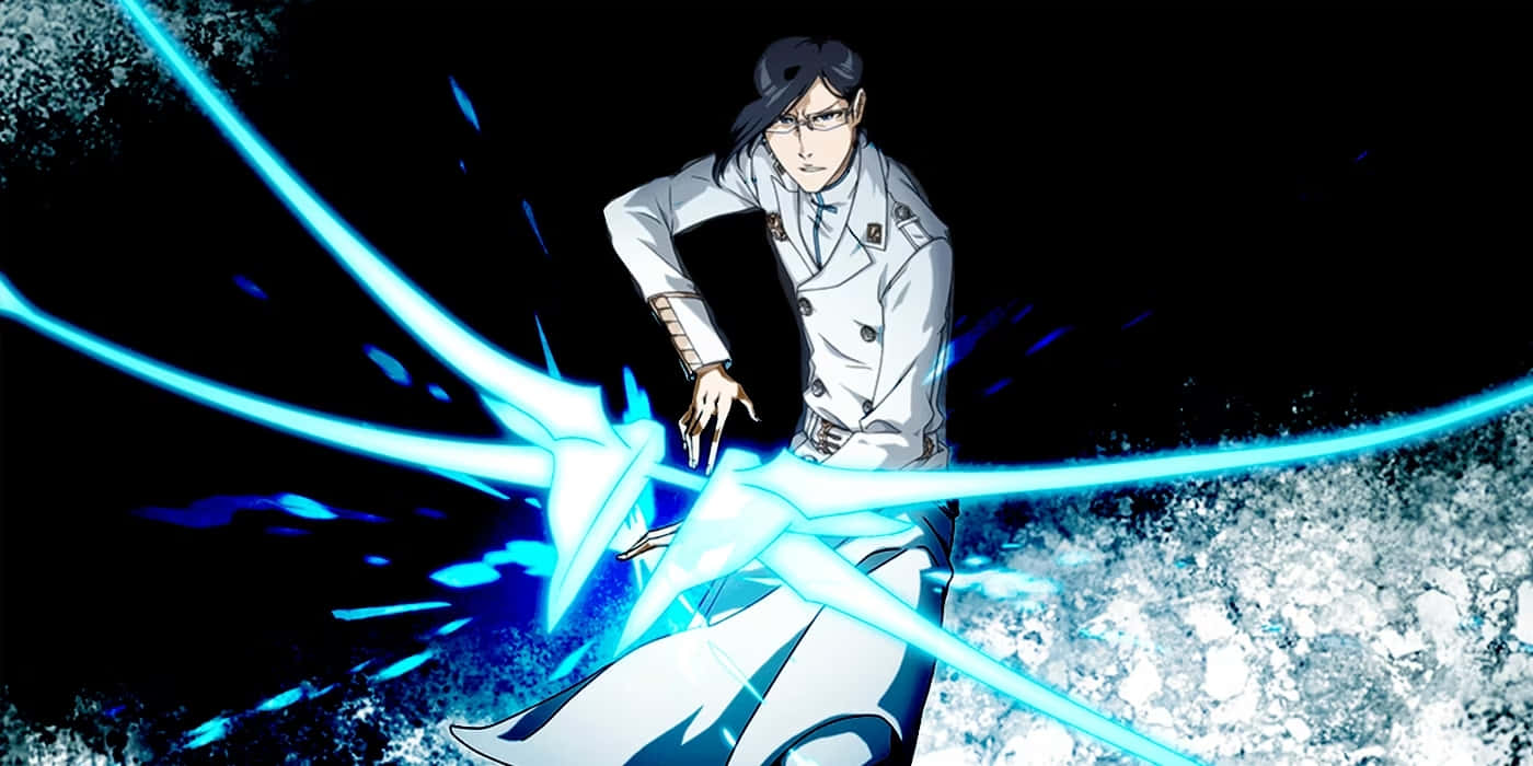 Uryu Ishida, white coat, glowing blue energy blades, HD Desktop Wallpaper