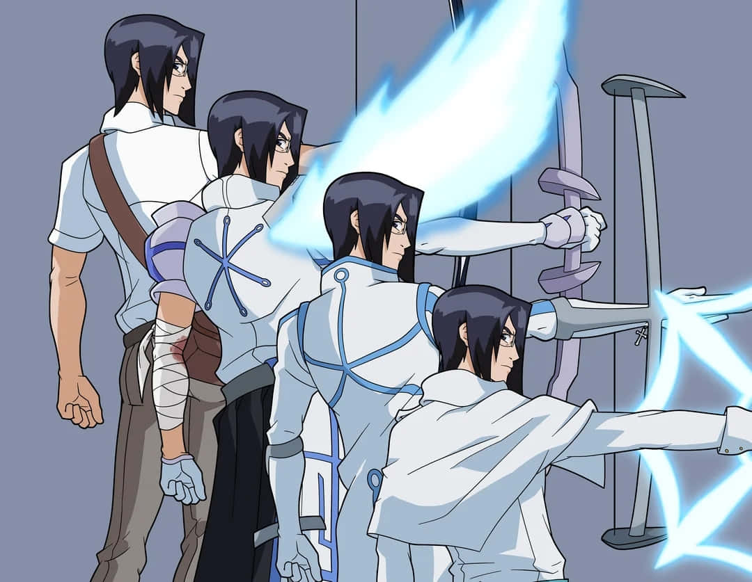Uryu Ishida, white and blue uniforms, glowing blue energy blades, SD Desktop Wallpaper