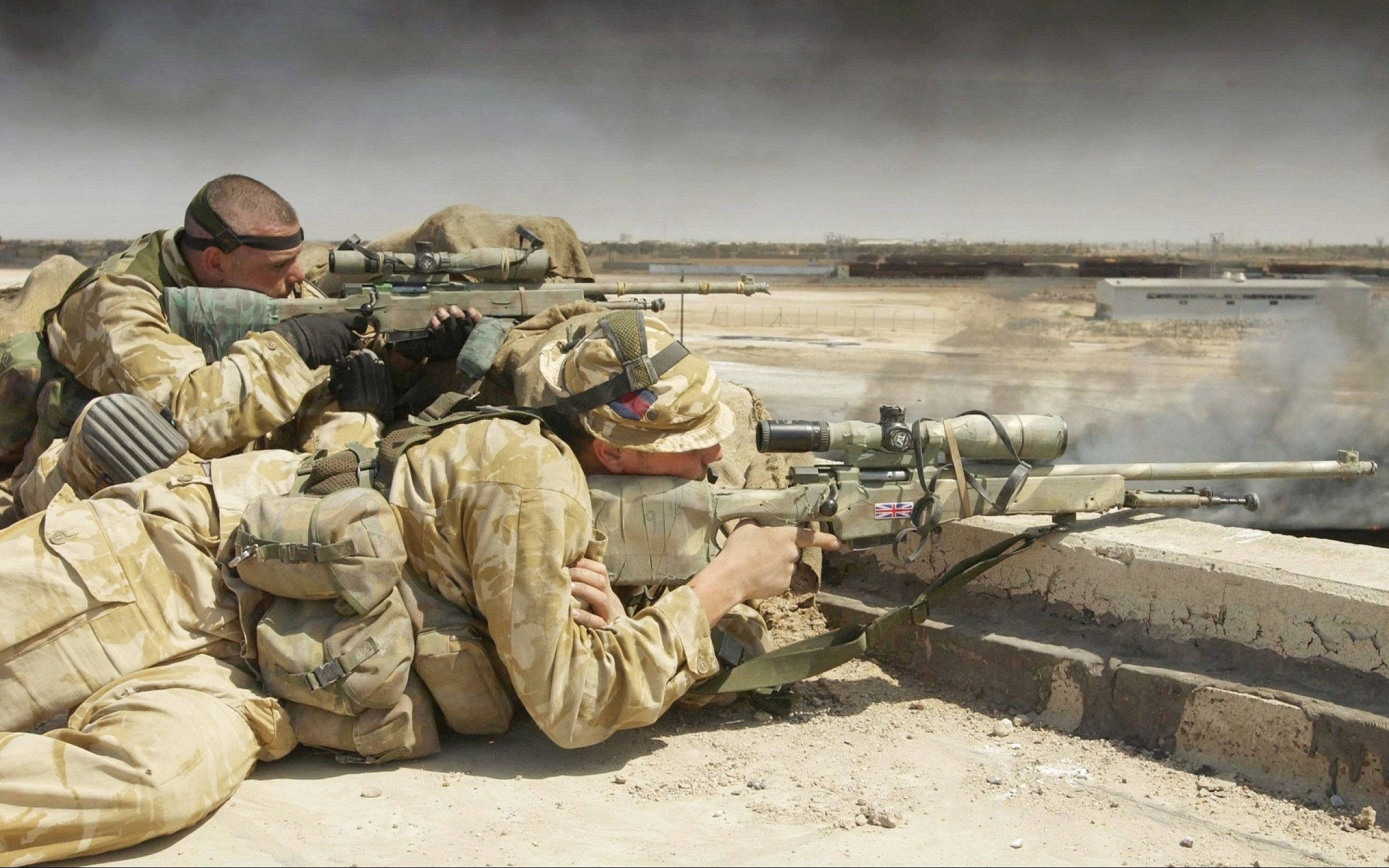 US Army, desert camouflage, sniper rifles, 2K Desktop Wallpaper