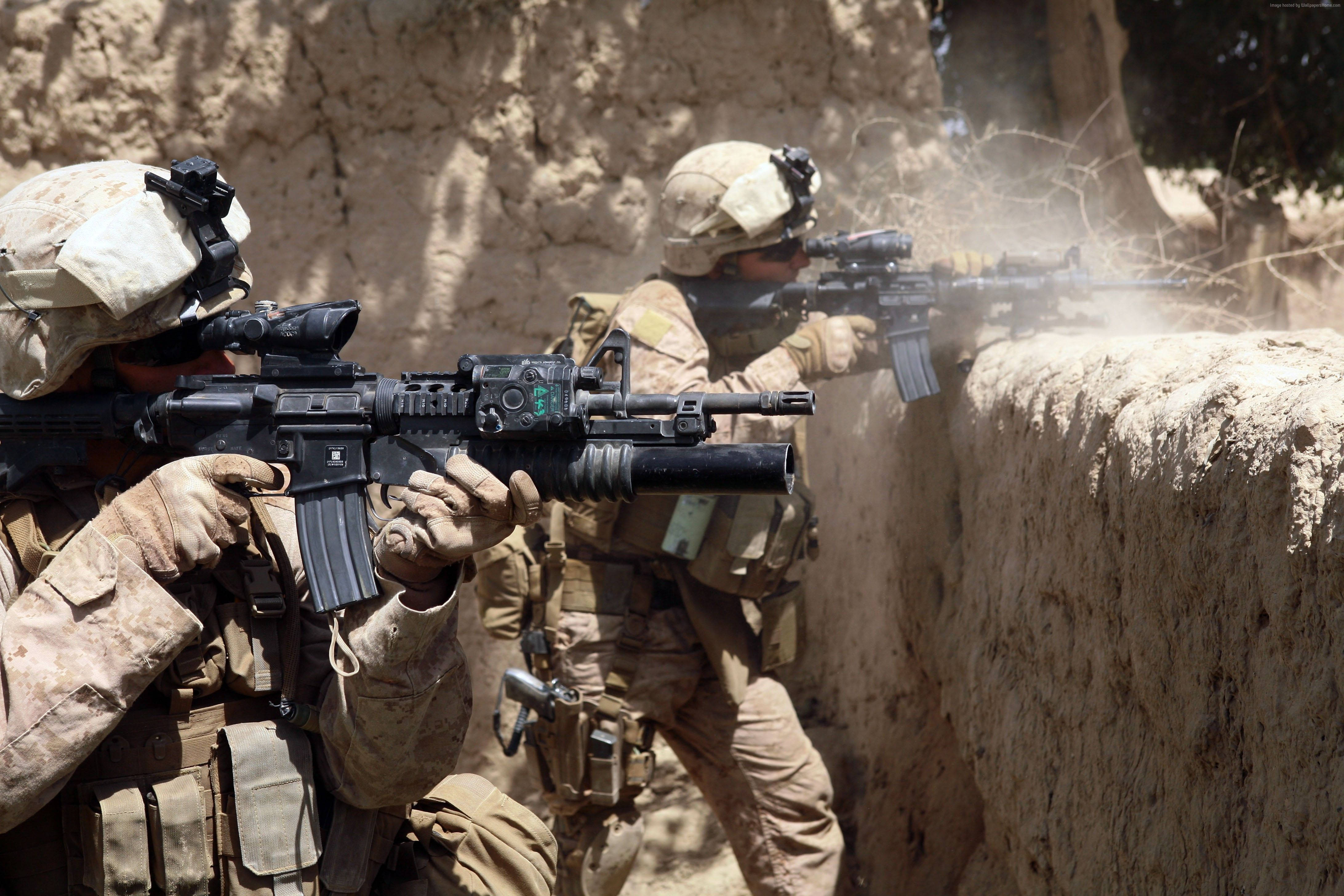 US Army, desert camouflage, sandstone wall, 4K Desktop Wallpaper