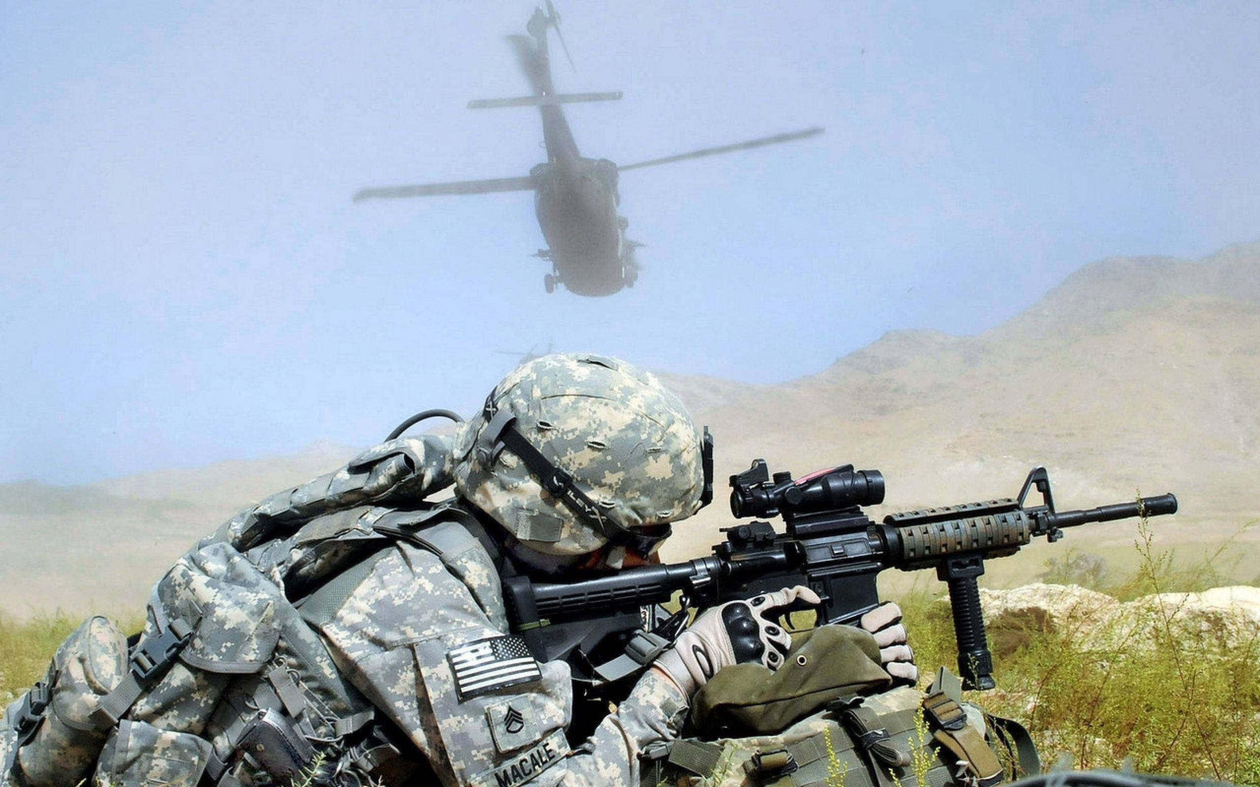 US Army, helicopter, camouflage gear, 2K Desktop Wallpaper