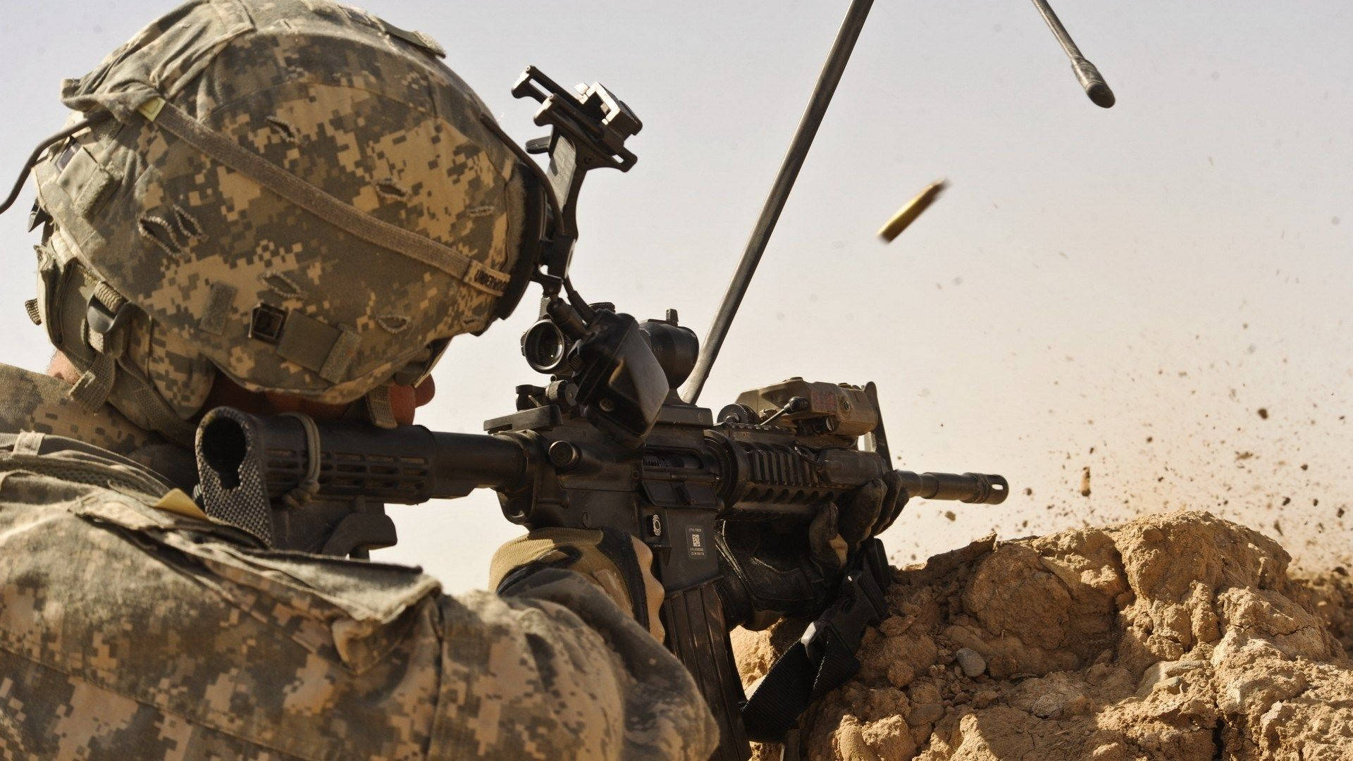 US Army, desert style camouflage pattern, rifle, Full HD Desktop Wallpaper