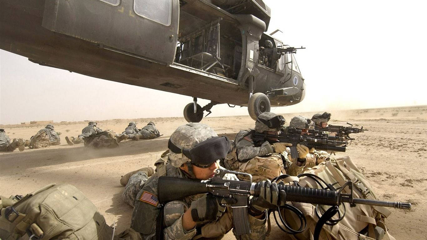 US Army, helicopter, soldiers, HD Desktop Wallpaper